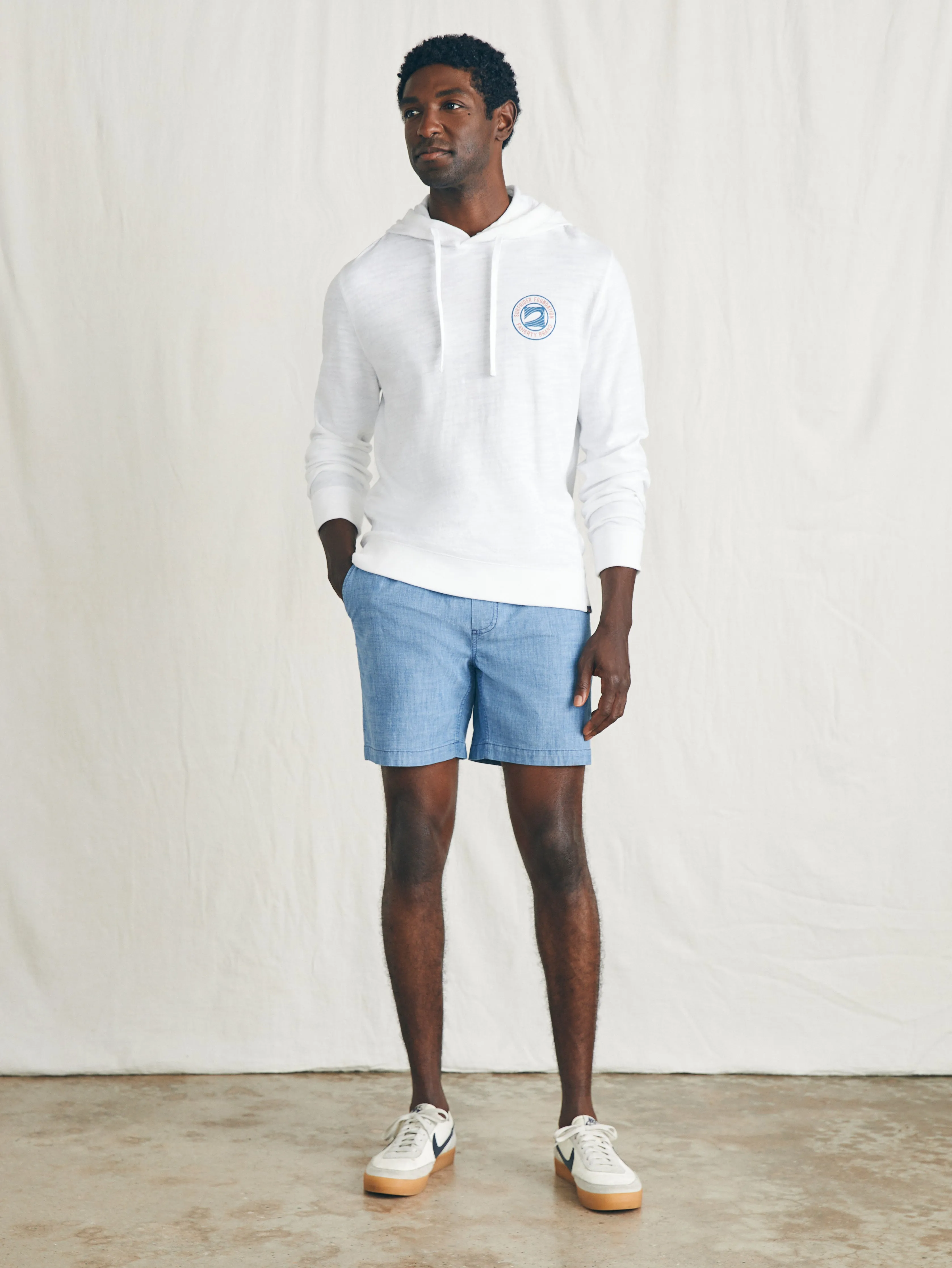 Surfrider Sunwashed Slub Hoodie - White sold by Faherty product image thumbnail 4