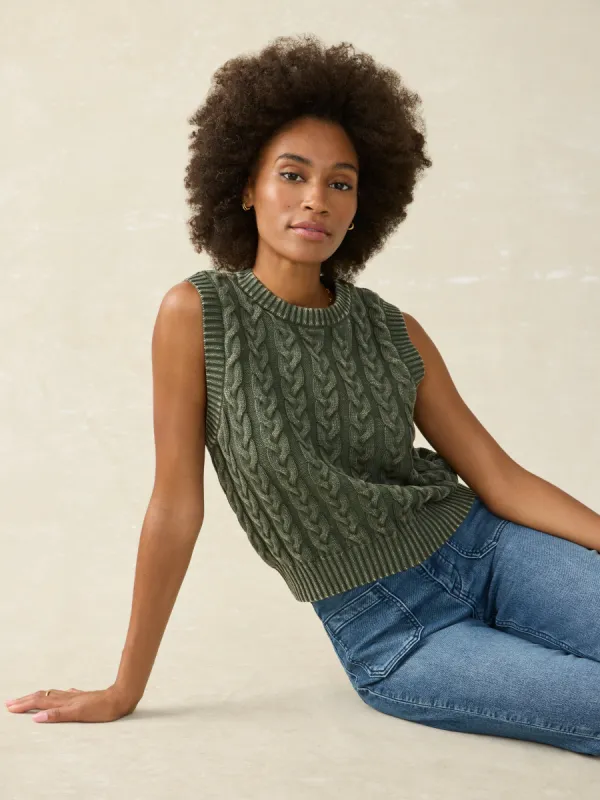 Sunwashed Sweater Vest - Beetle sold by Faherty