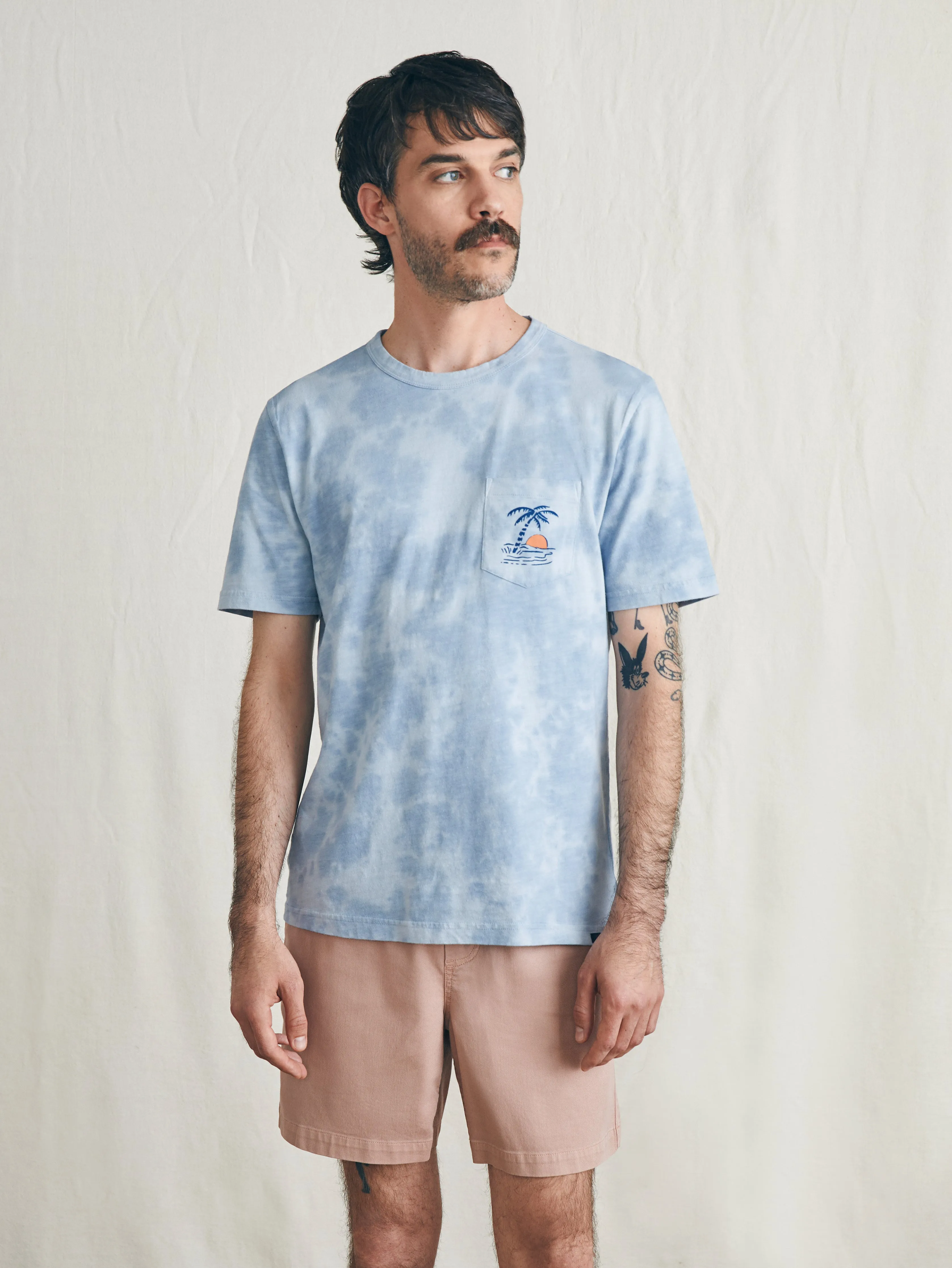 Sunwashed Graphic Tee - Blue Waves Wash sold by Faherty