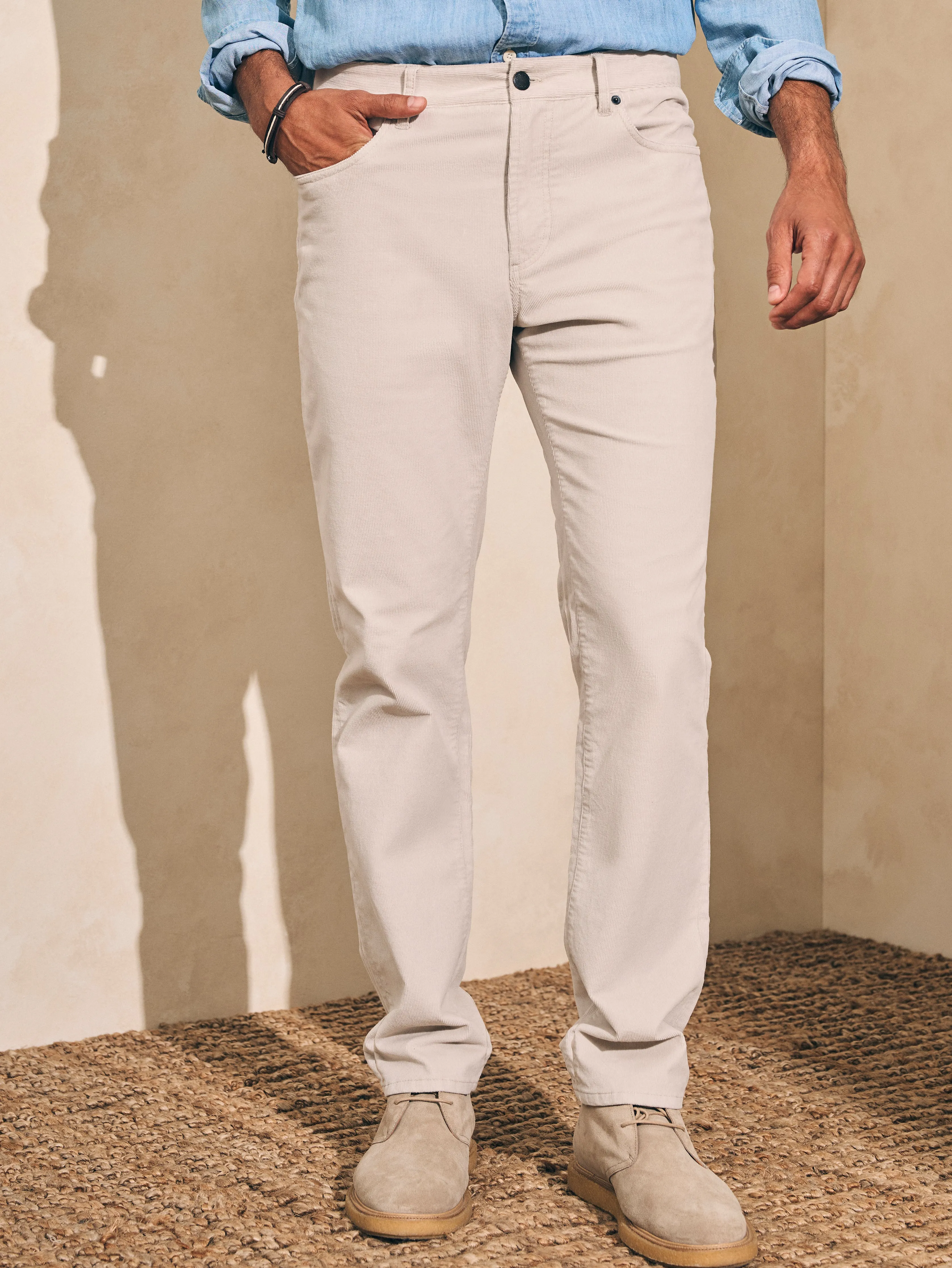 Stretch Corduroy 5-Pocket Pant (32" Inseam) - Winter Tundra sold by Faherty