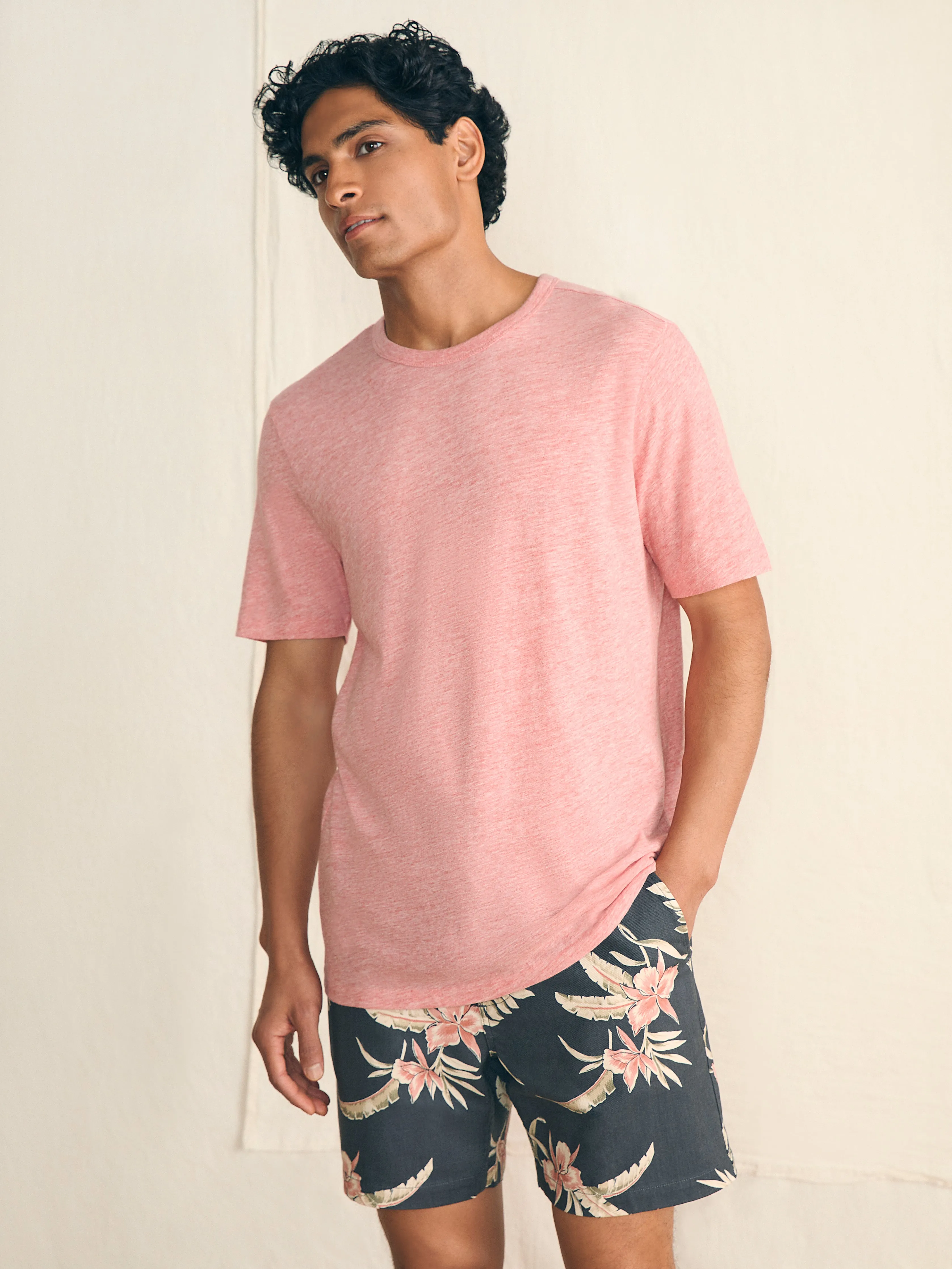 Short-Sleeve Vintage Chambray Tee - Vintage Rose Heather sold by Faherty product image thumbnail 2