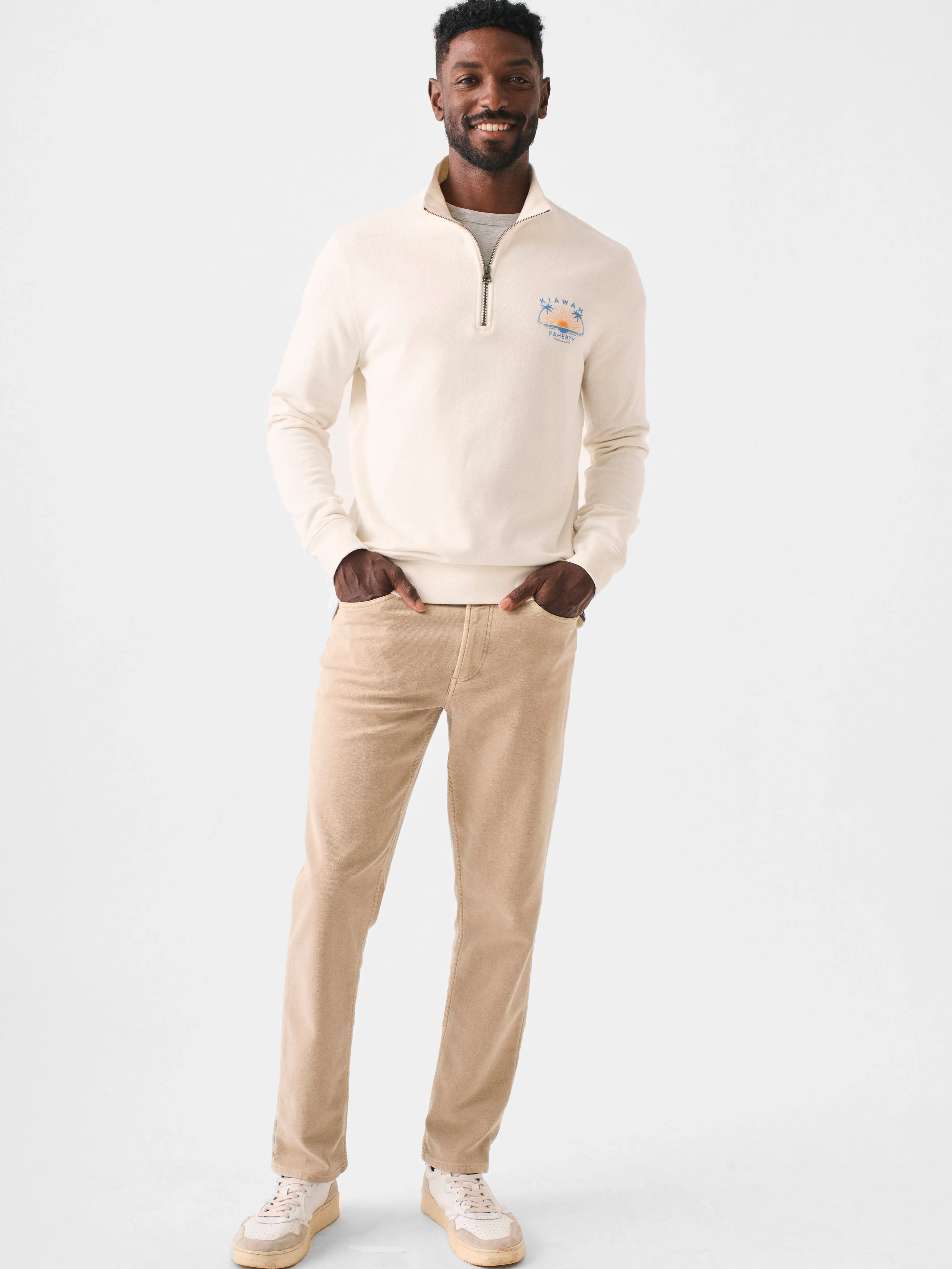 Kiawah Long-Sleeve Terry Quarter Zip - Solar White sold by Faherty product image thumbnail 2
