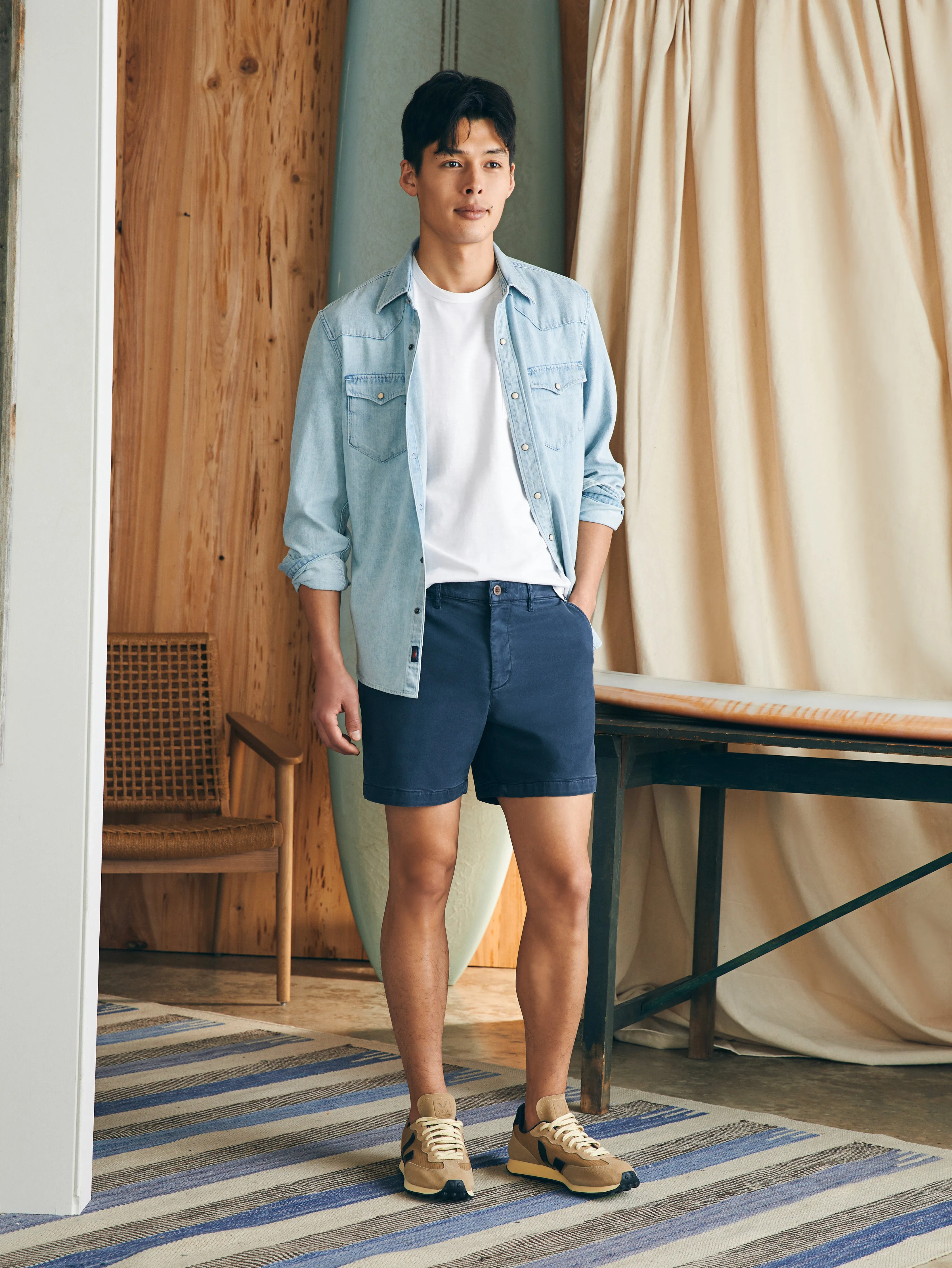Coastline Stretch Chino Short (6" Inseam) - Blue Nights sold by Faherty product image thumbnail 3