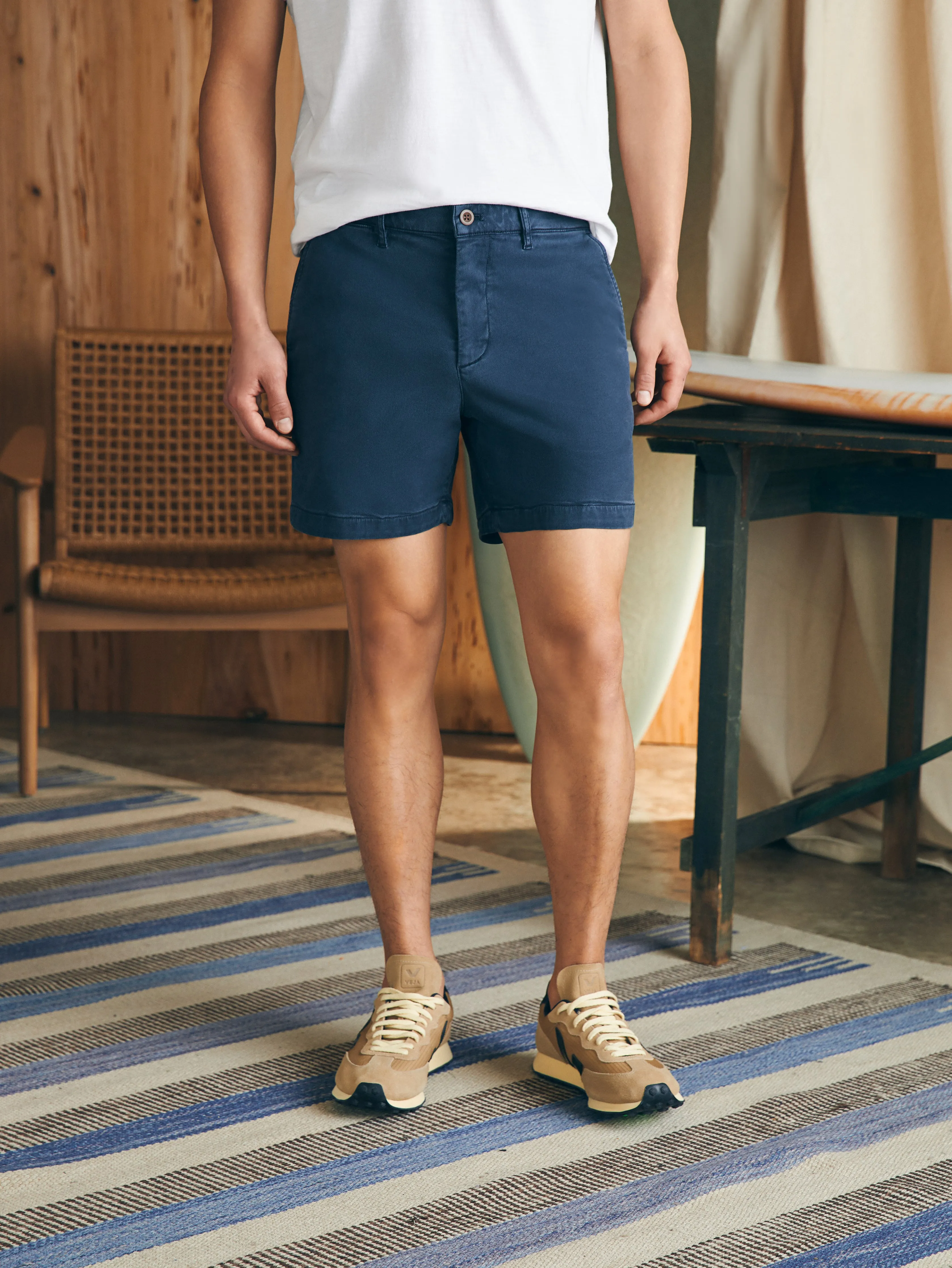 Coastline Stretch Chino Short (6" Inseam) - Blue Nights sold by Faherty