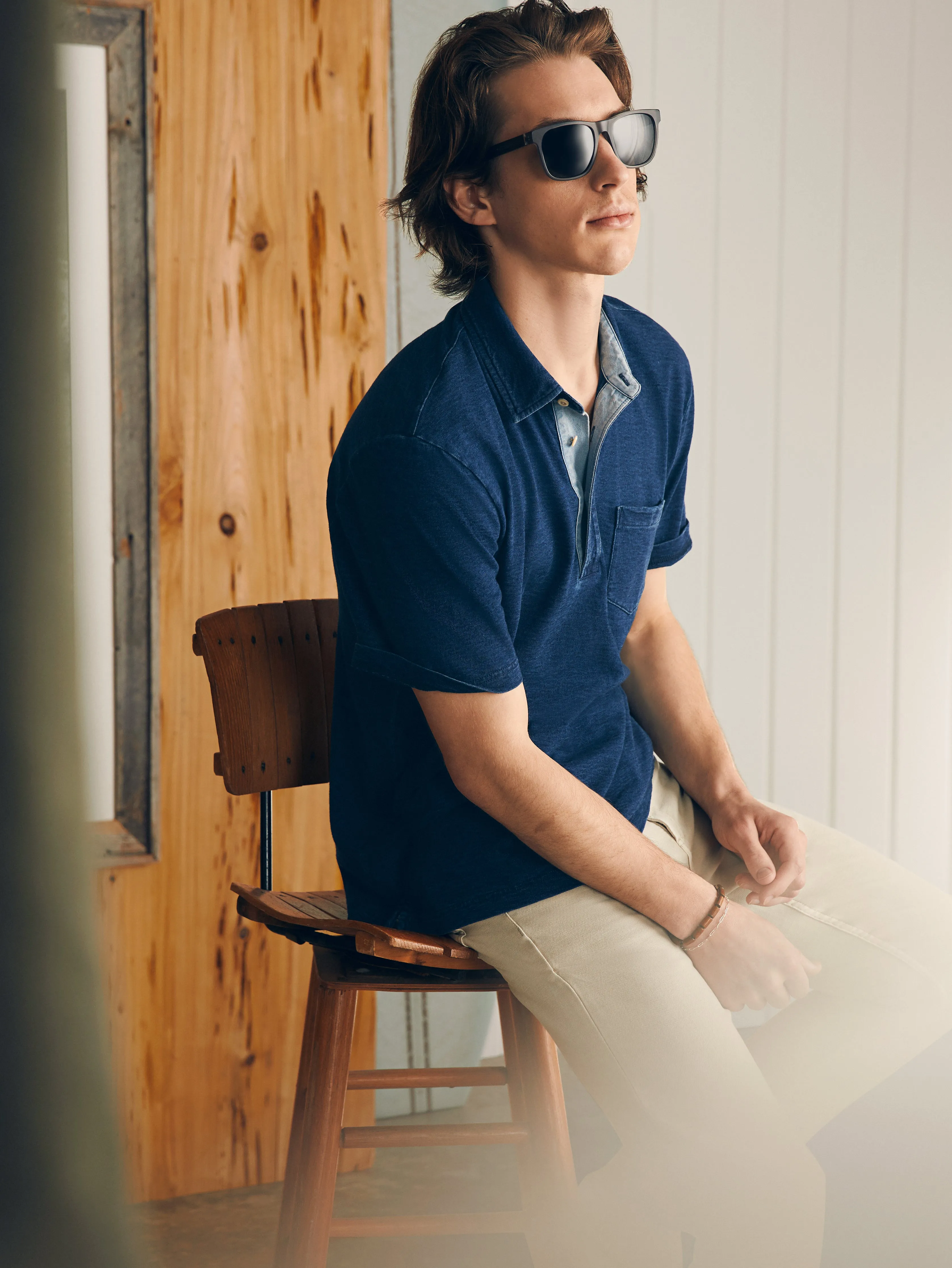 Short-Sleeve Indigo Polo Shirt - Midnight Wash sold by Faherty product image thumbnail 3