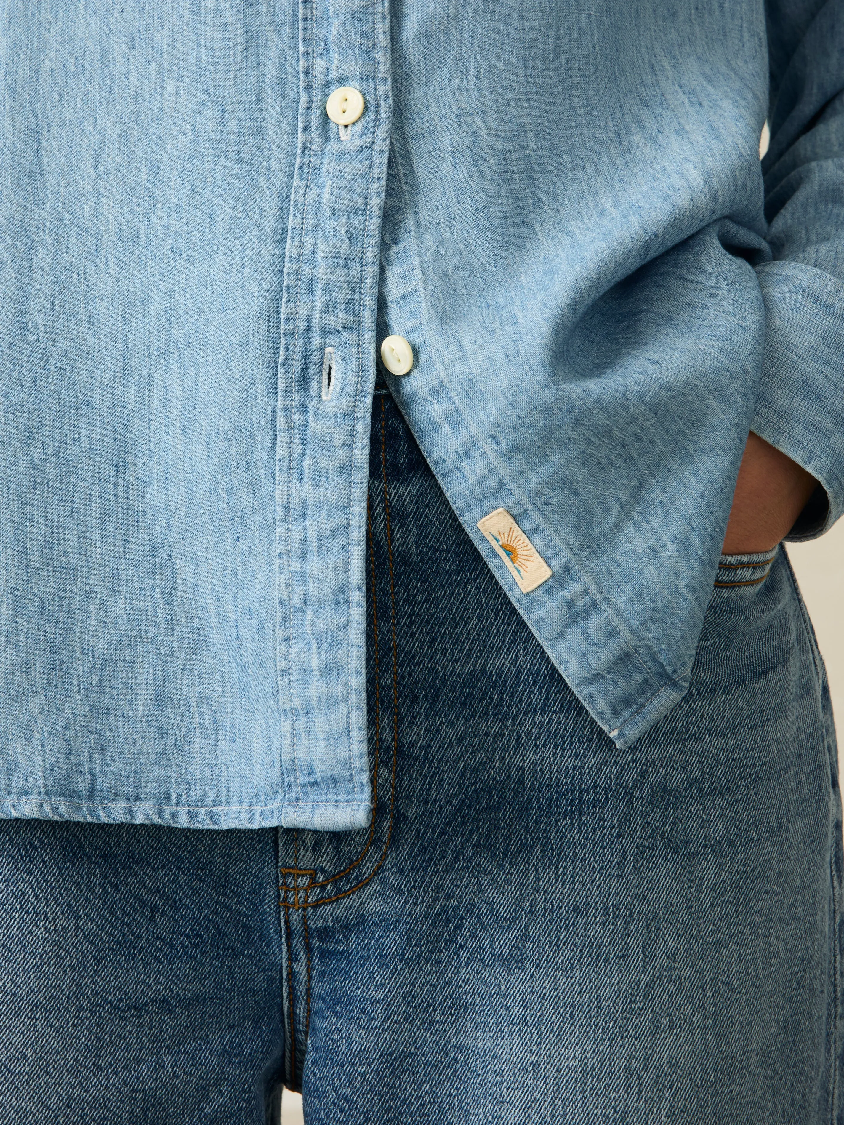 Tried & True Chambray Shirt - Mid Wash sold by Faherty product image thumbnail 2