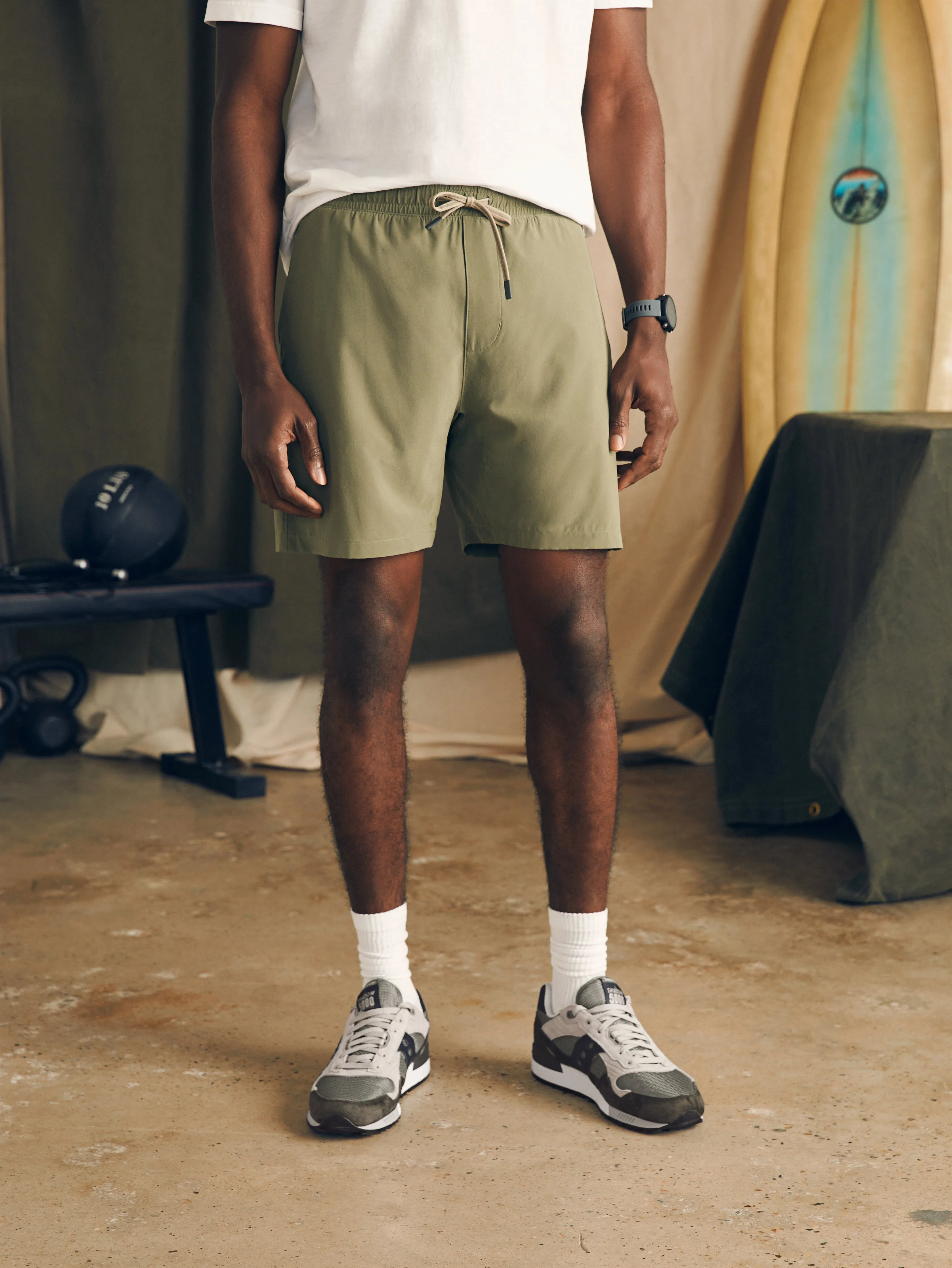 Shorelite Active Swim Short (7" Inseam) - Light Pine sold by Faherty
