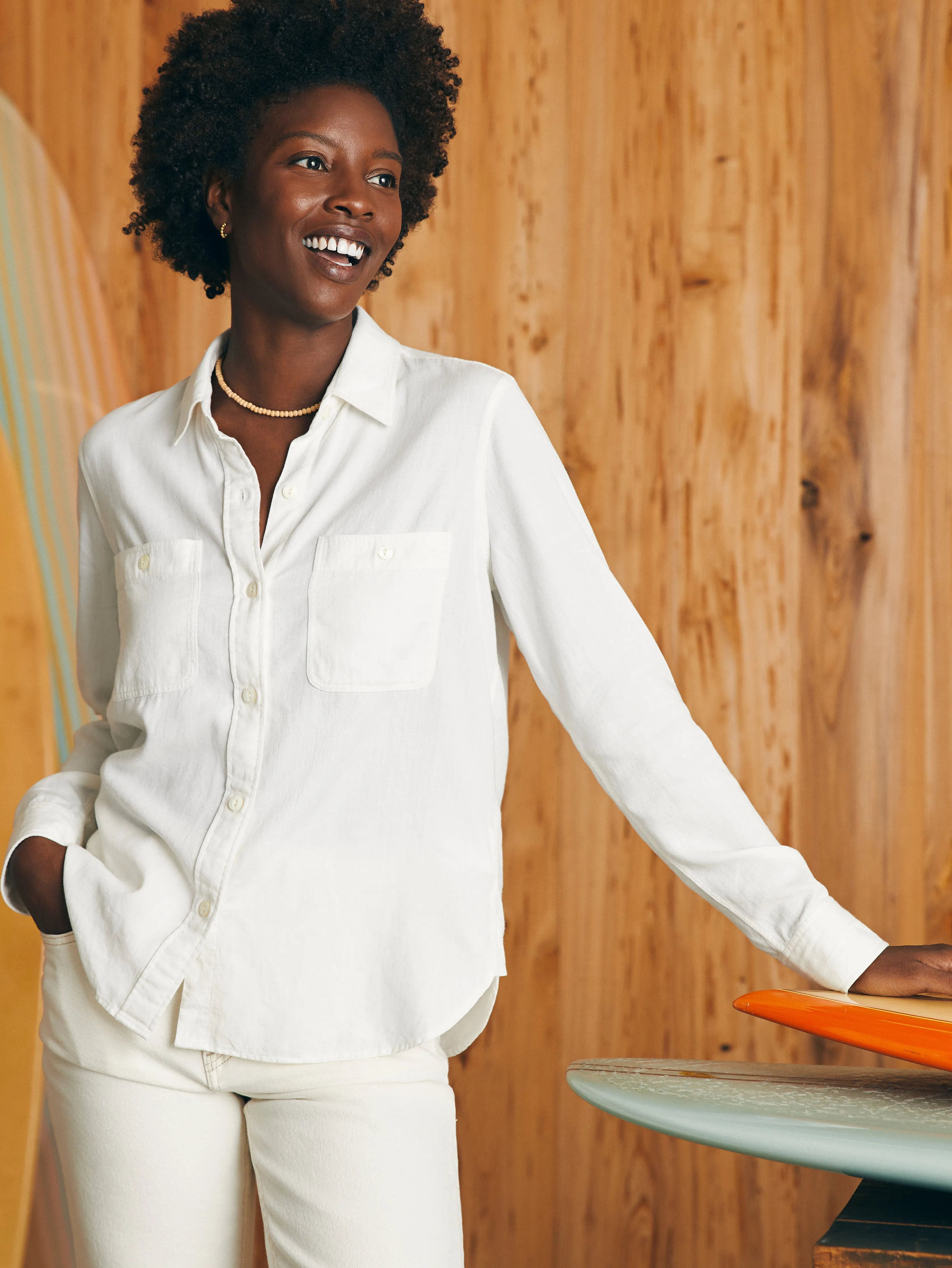 Tried & True Chambray Classic Shirt - White sold by Faherty product image thumbnail 3