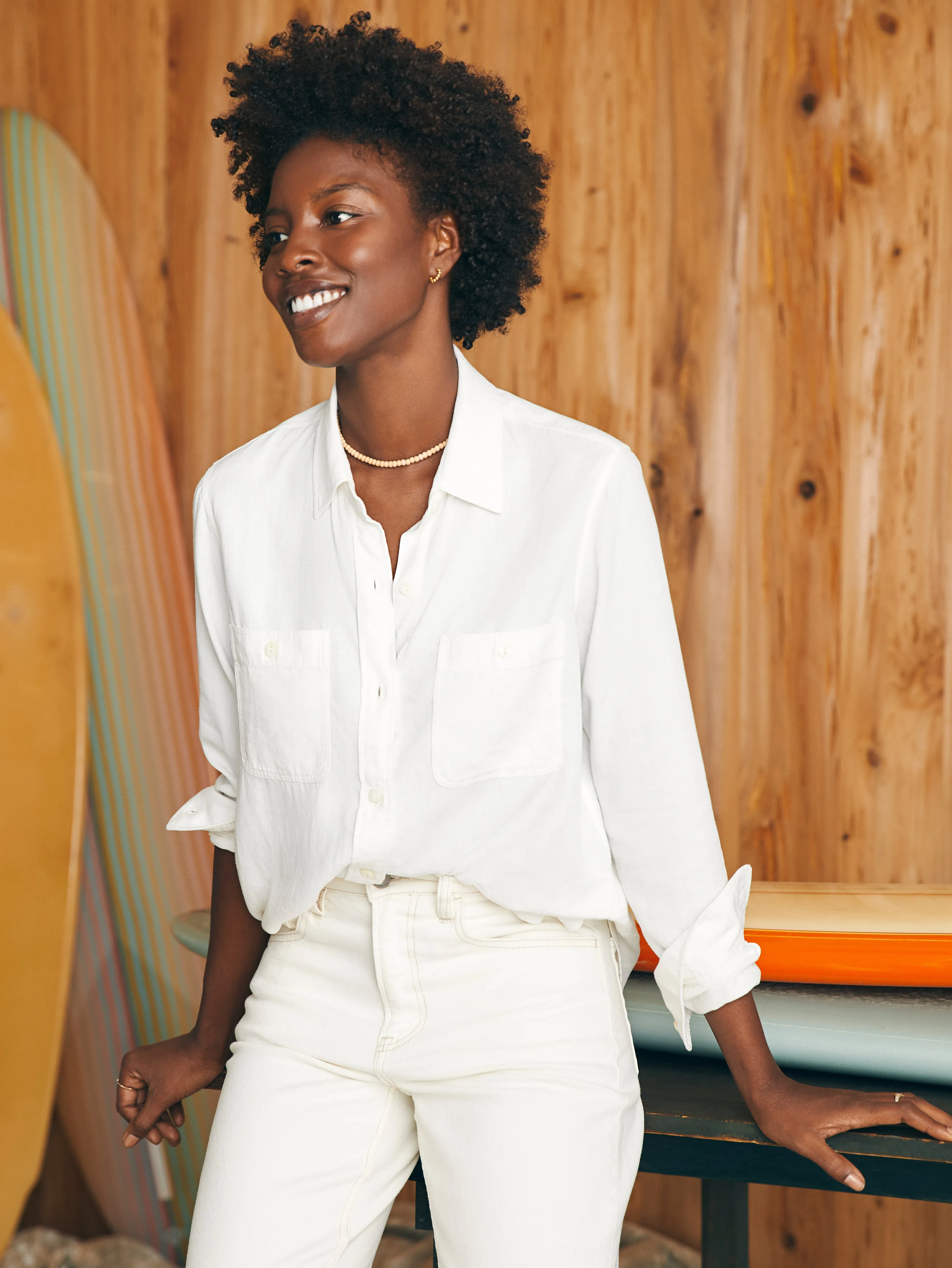 Tried & True Chambray Classic Shirt - White sold by Faherty