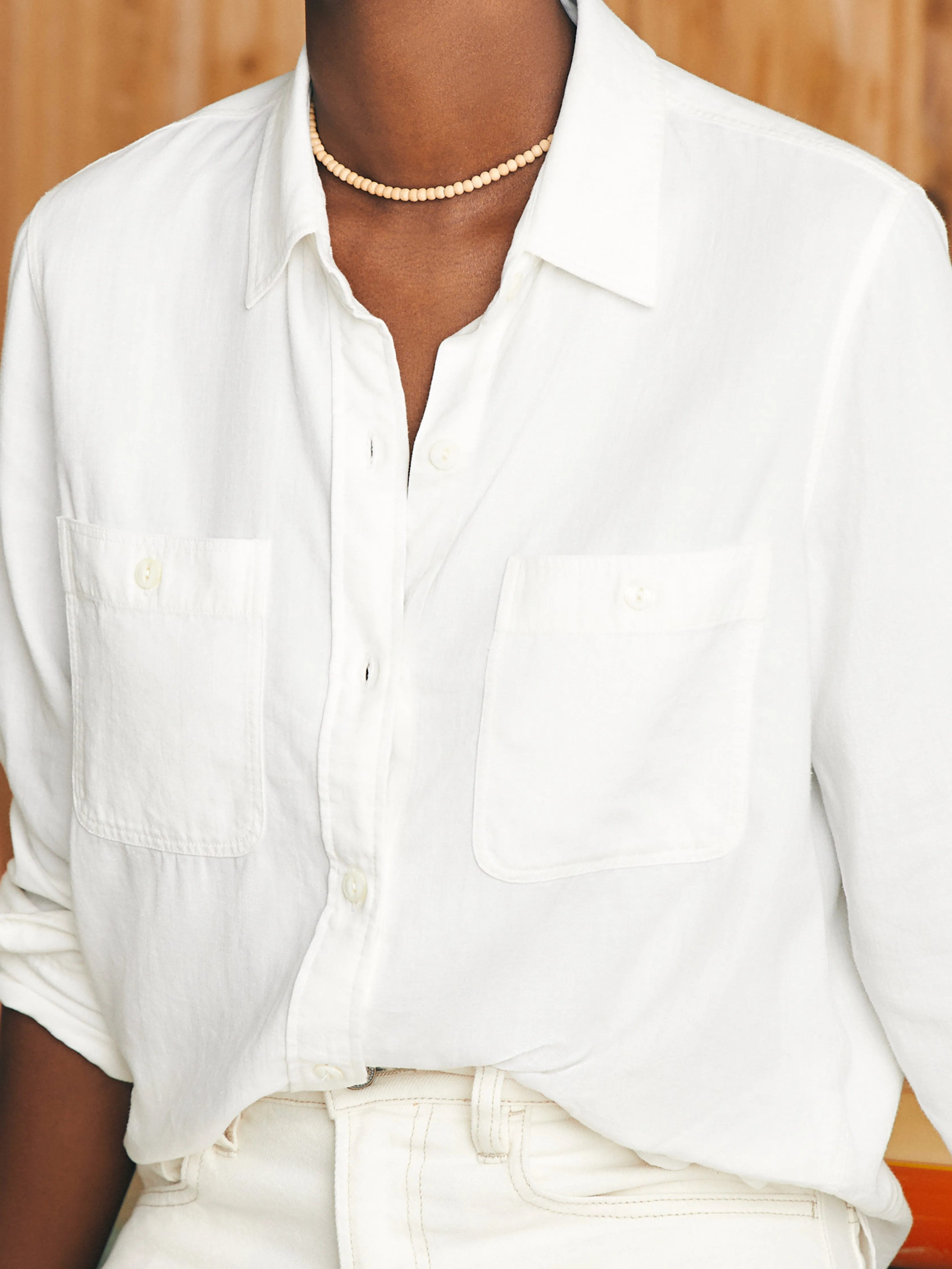 Tried & True Chambray Classic Shirt - White sold by Faherty product image thumbnail 2