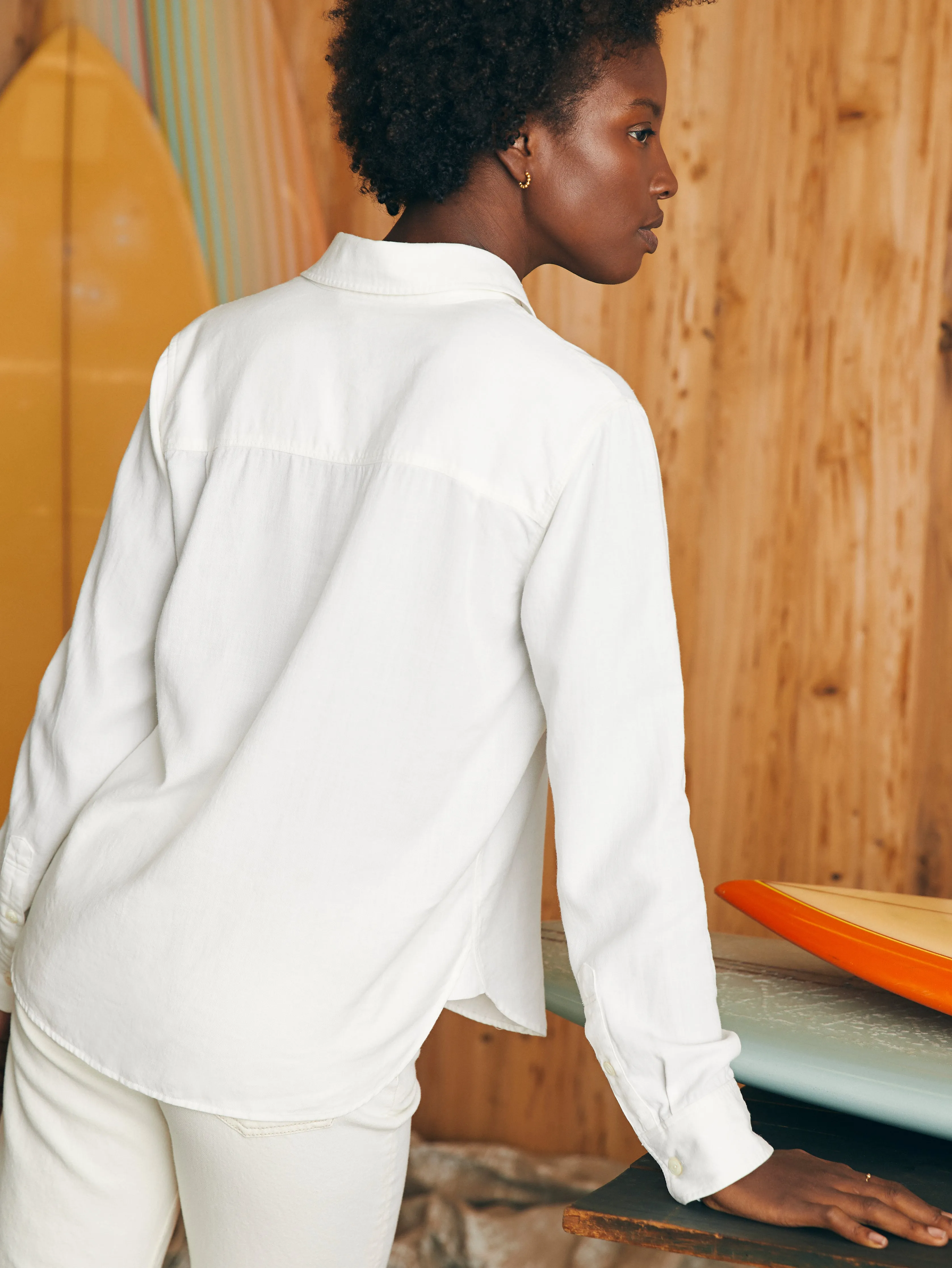 Tried & True Chambray Classic Shirt - White sold by Faherty product image thumbnail 5