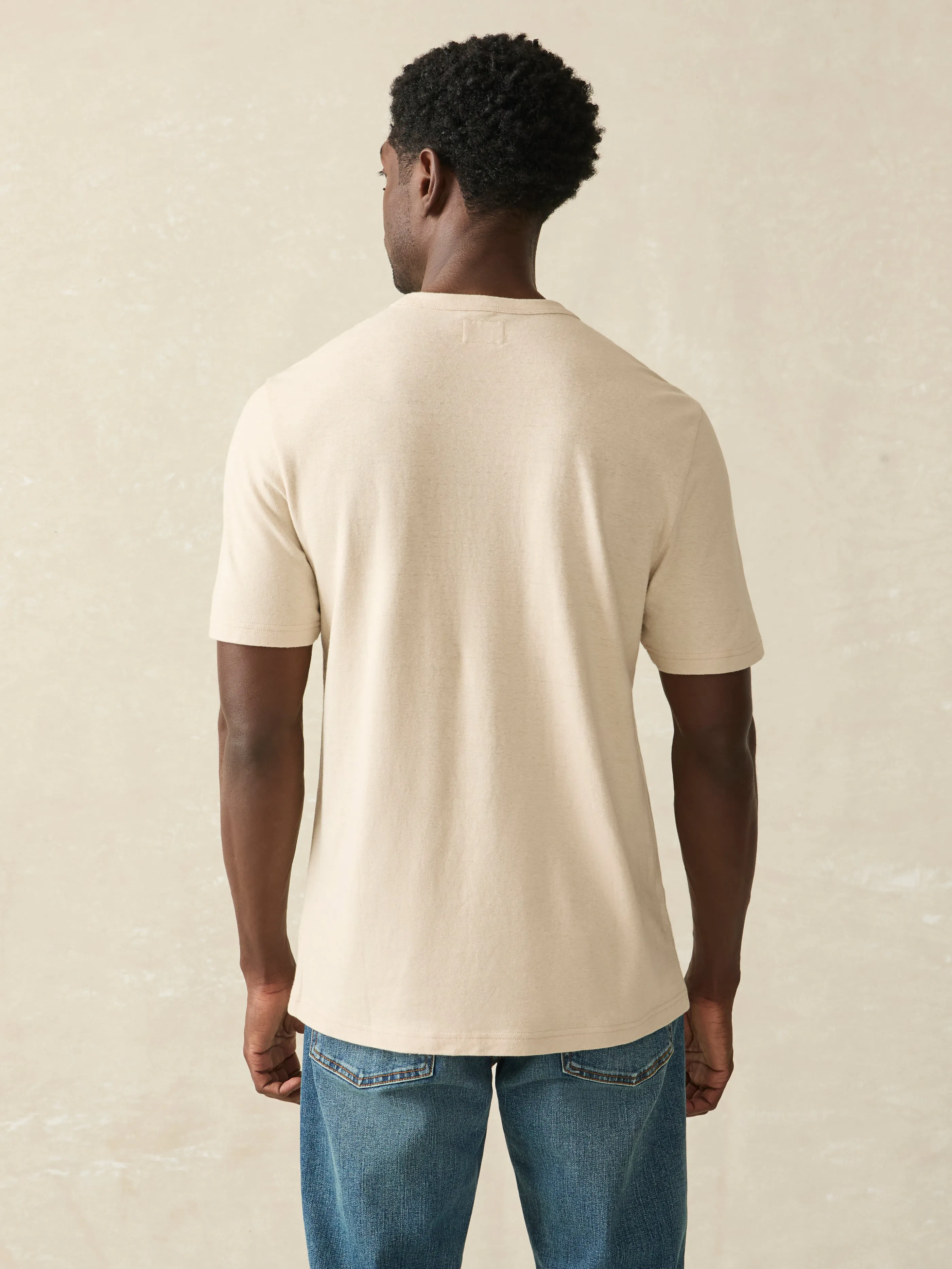 Short-Sleeve Hemp Blend Tee - Dusty Ivory sold by Faherty product image thumbnail 5