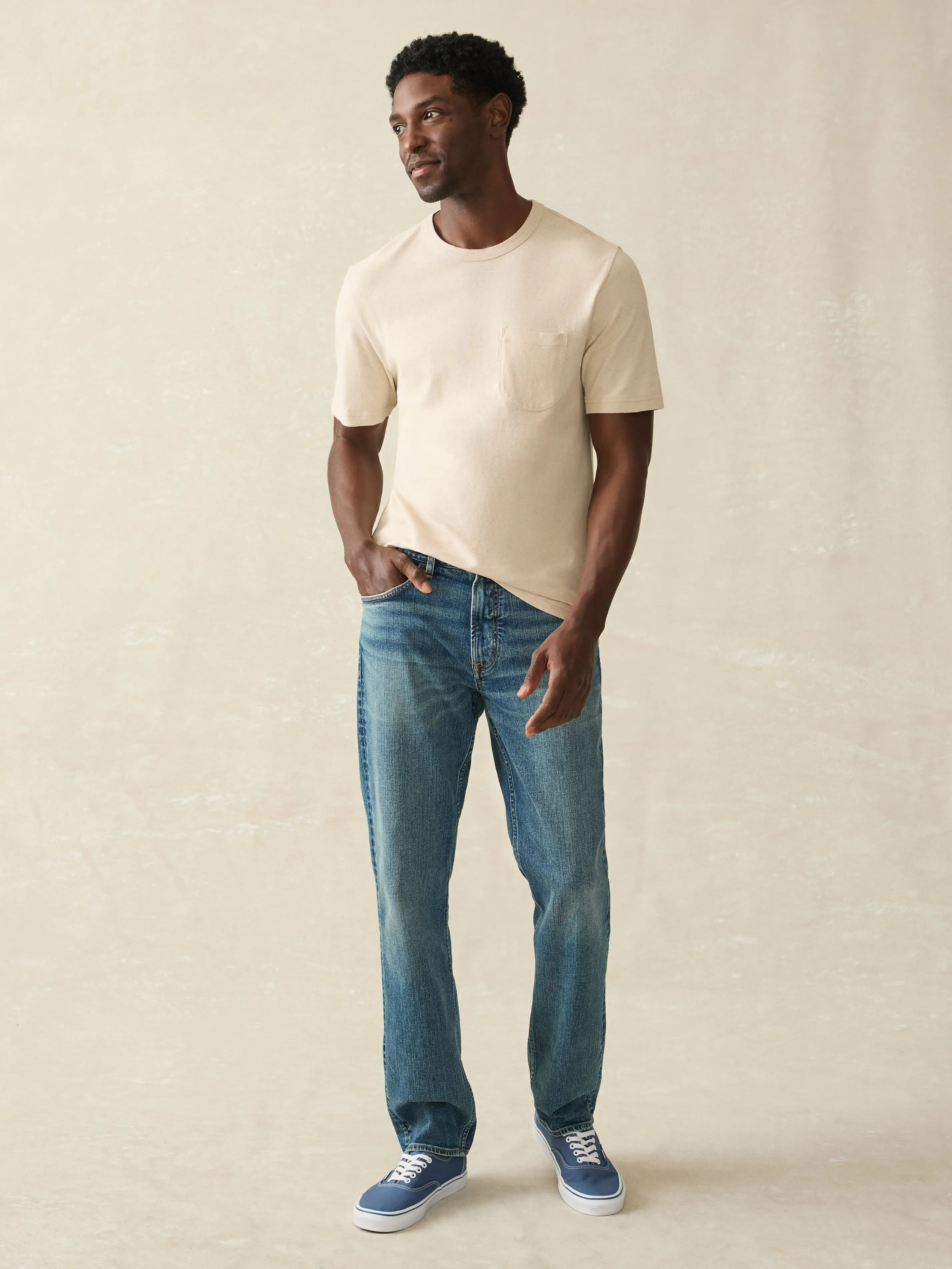 Short-Sleeve Hemp Blend Tee - Dusty Ivory sold by Faherty product image thumbnail 4