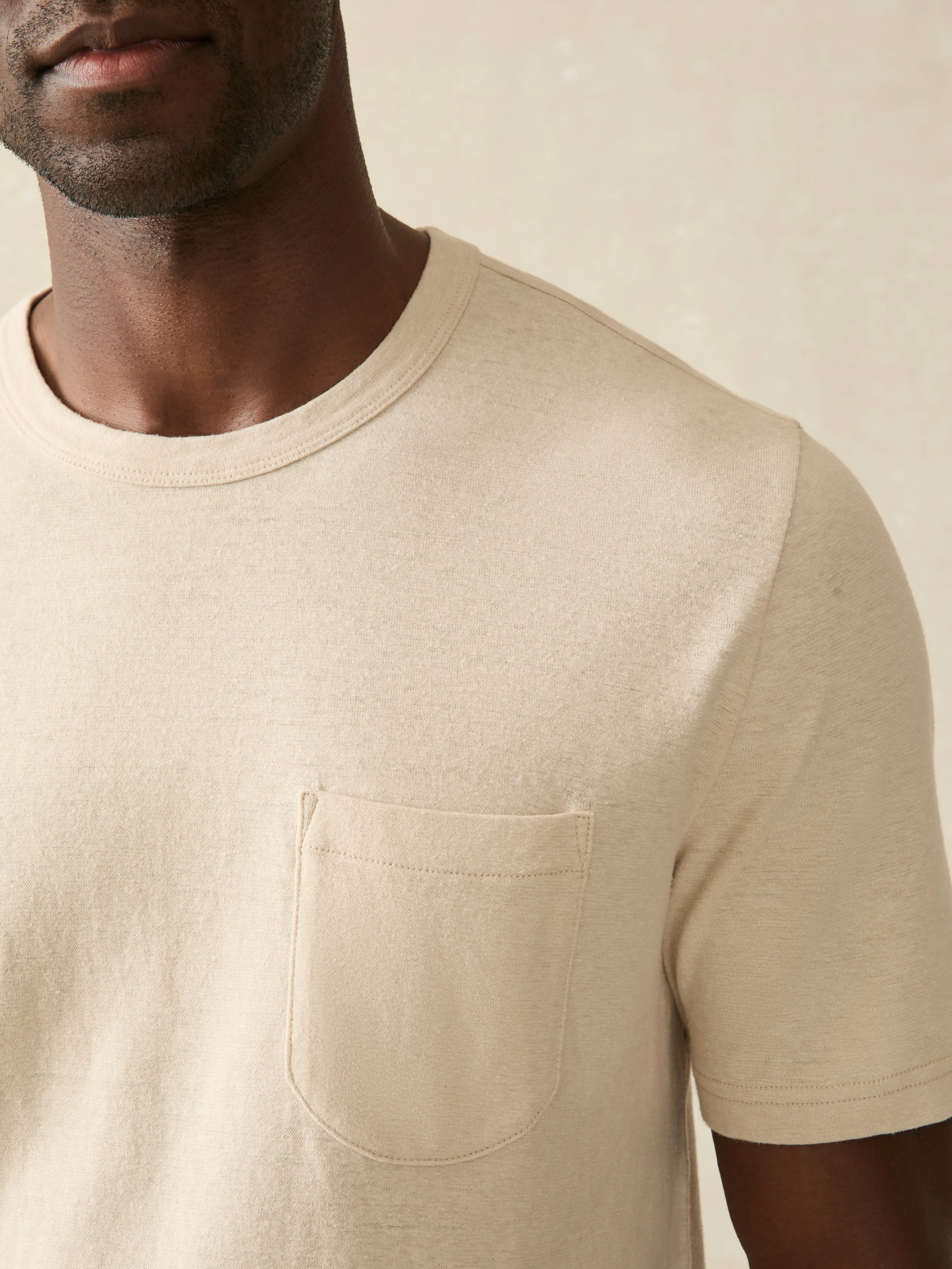 Short-Sleeve Hemp Blend Tee - Dusty Ivory sold by Faherty product image thumbnail 2