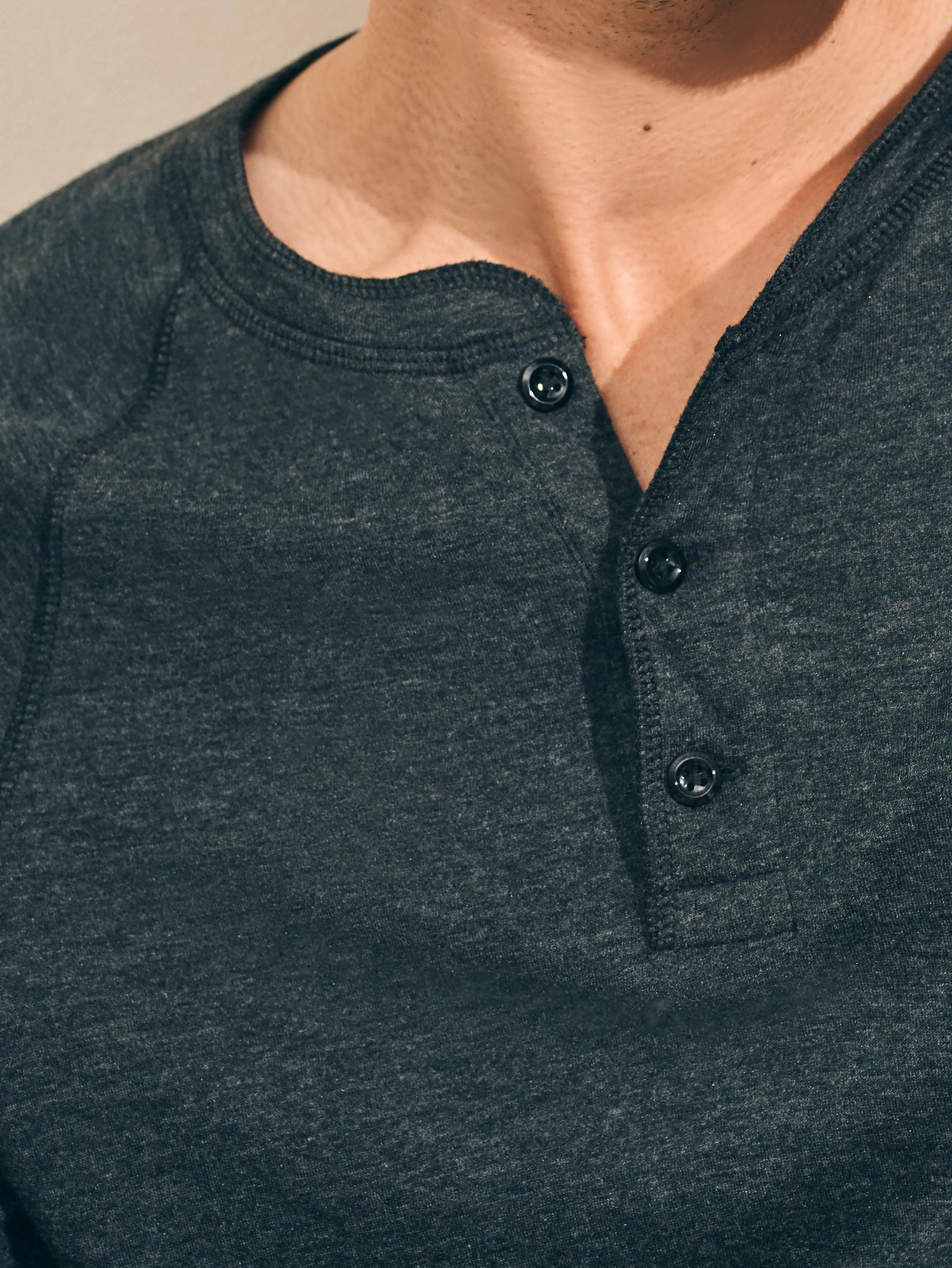 Long-Sleeve Newport Cloud Henley - Charcoal Heather sold by Faherty product image thumbnail 2