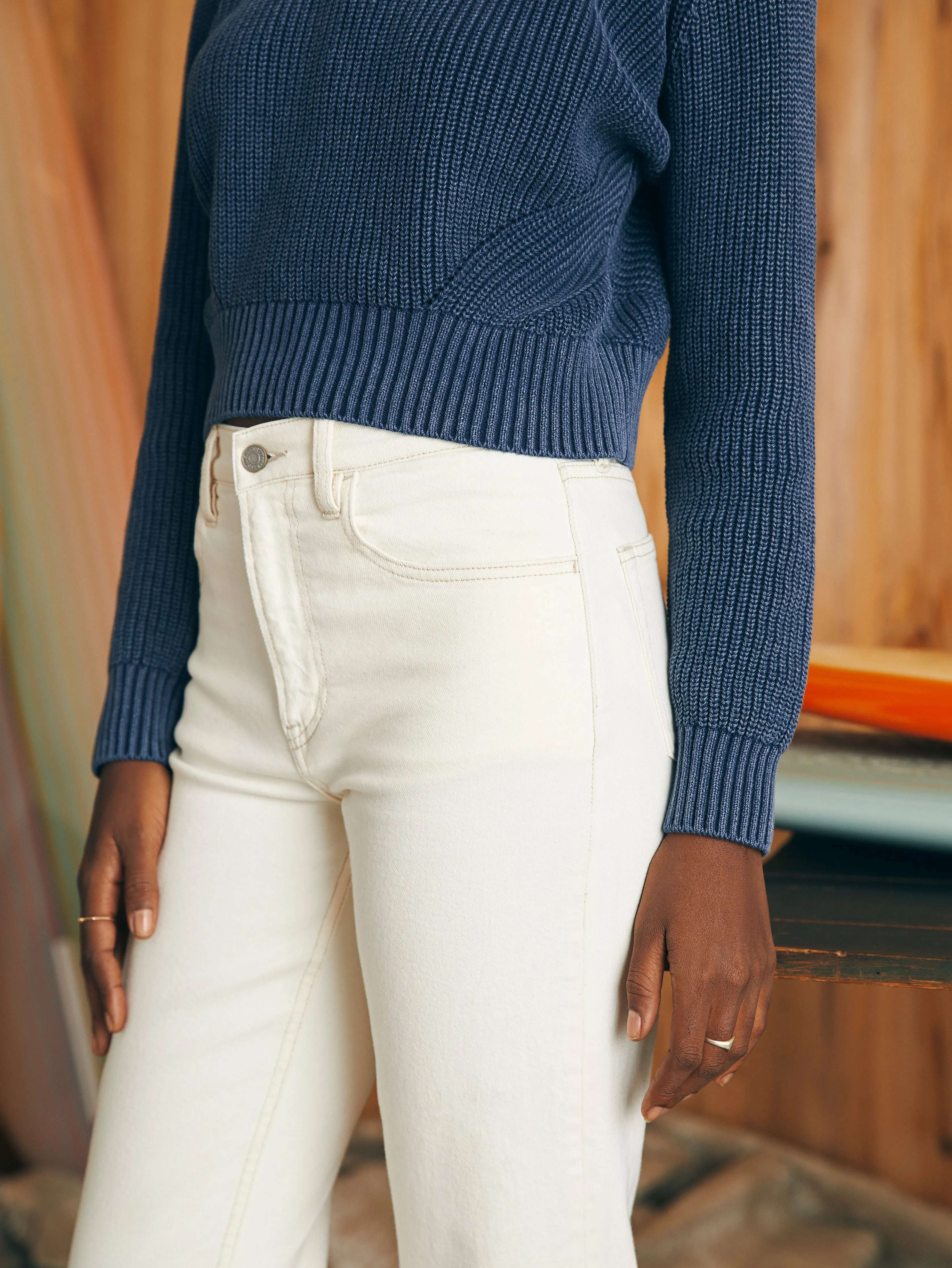 Organic Cotton Slim Straight Denim - White Dune Wash sold by Faherty product image thumbnail 3