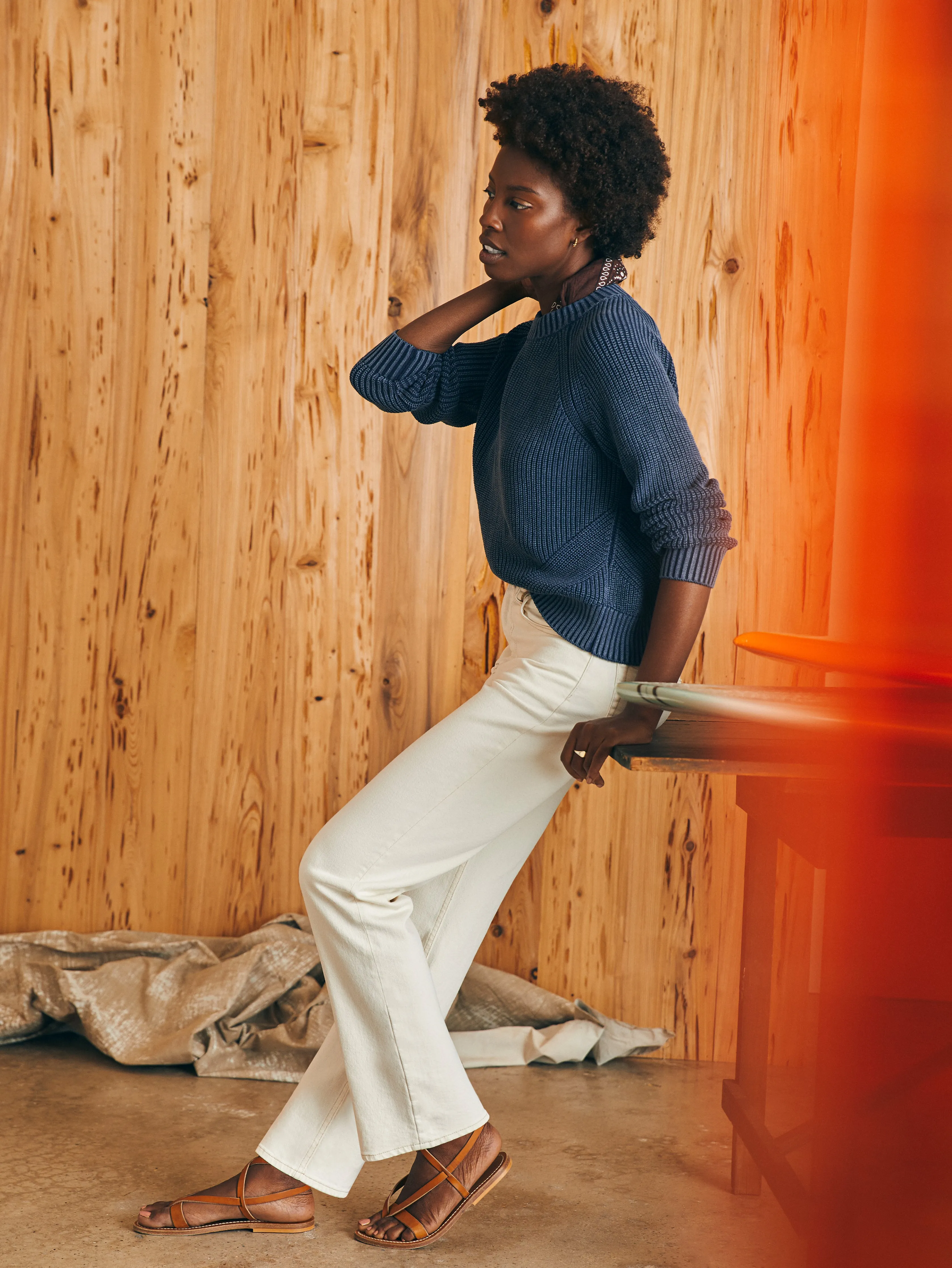 Organic Cotton Slim Straight Denim - White Dune Wash sold by Faherty product image thumbnail 4