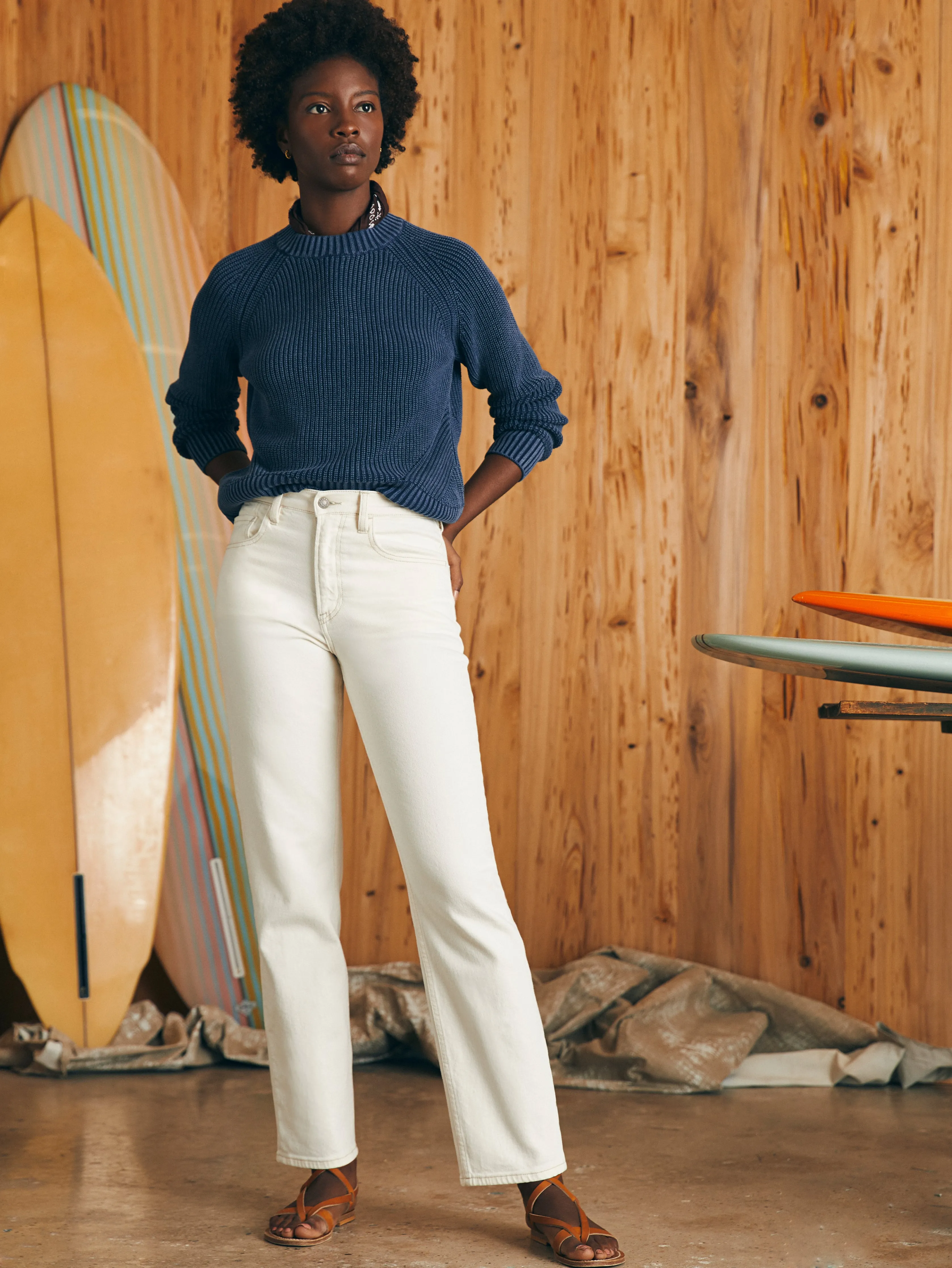 Organic Cotton Slim Straight Denim - White Dune Wash sold by Faherty product image thumbnail 2