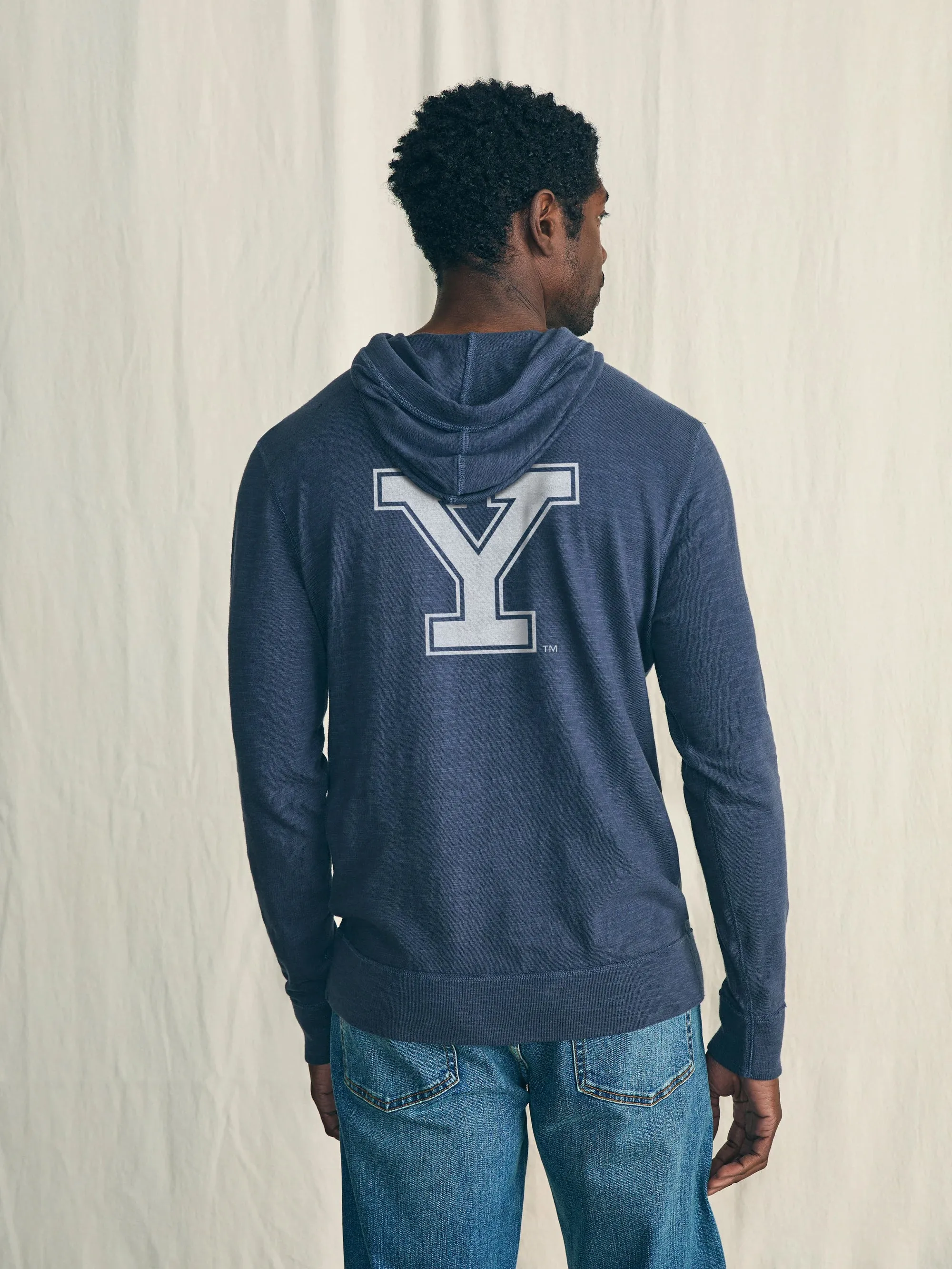Yale Sunwashed Slub Hoodie - Blue Nights sold by Faherty product image thumbnail 2
