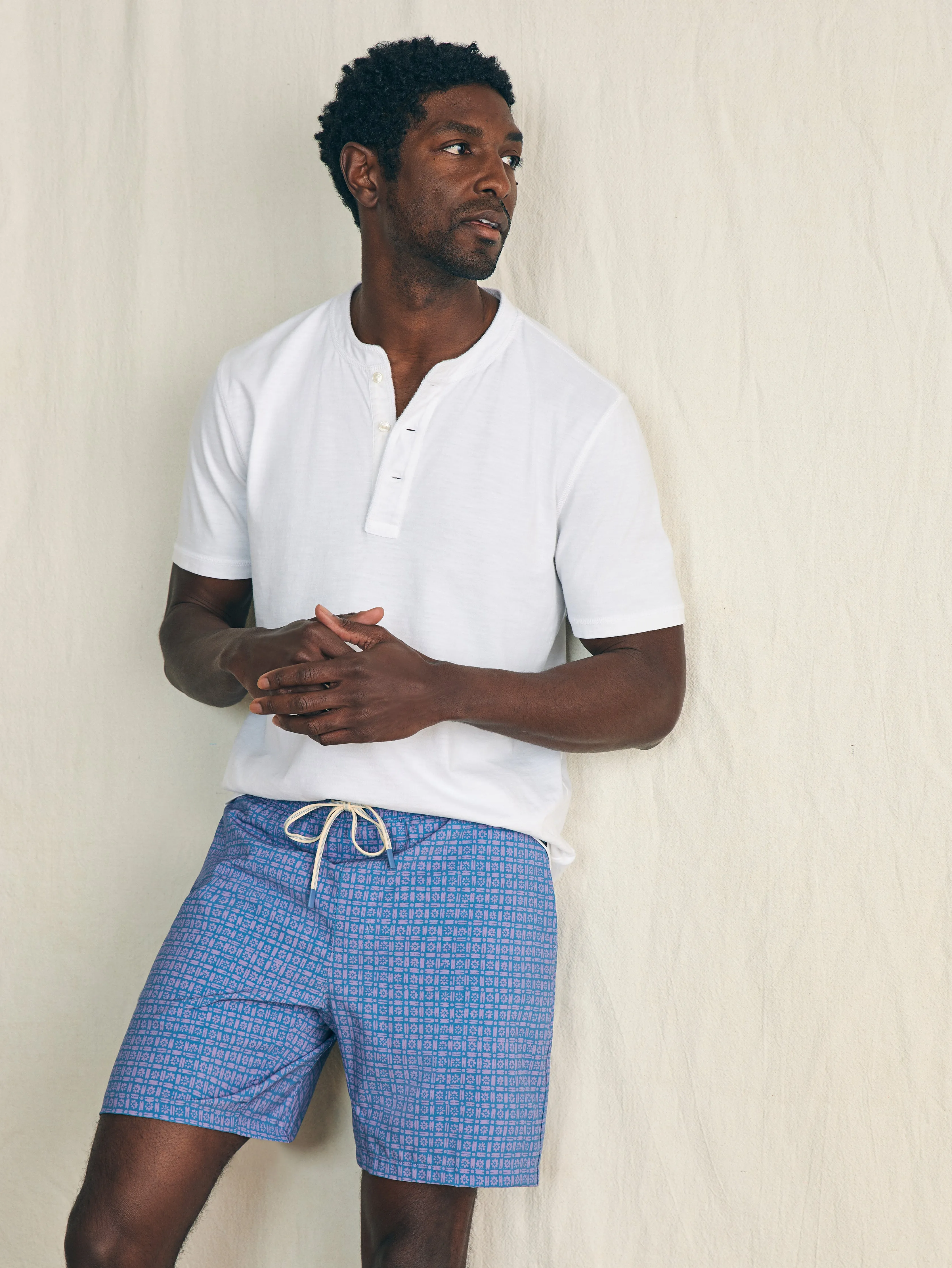 Shorelite Active Swim Short (7" Inseam) - Bluebell Flare Geo sold by Faherty product image thumbnail 3