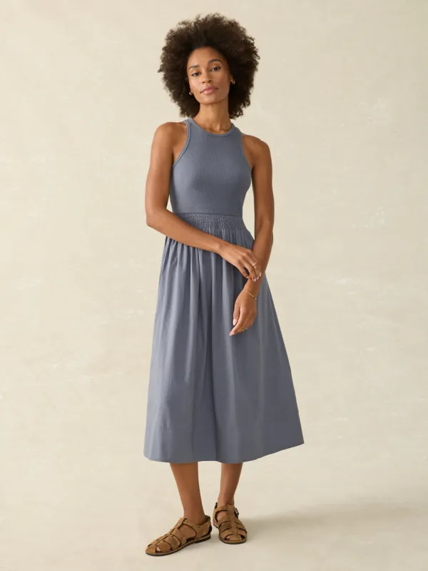 Tropical Cotton Ribbed Tank Dress - Folkstone Grey sold by Faherty