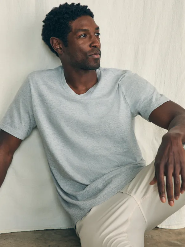 Sunwashed V-Neck Tee - Heather Grey sold by Faherty