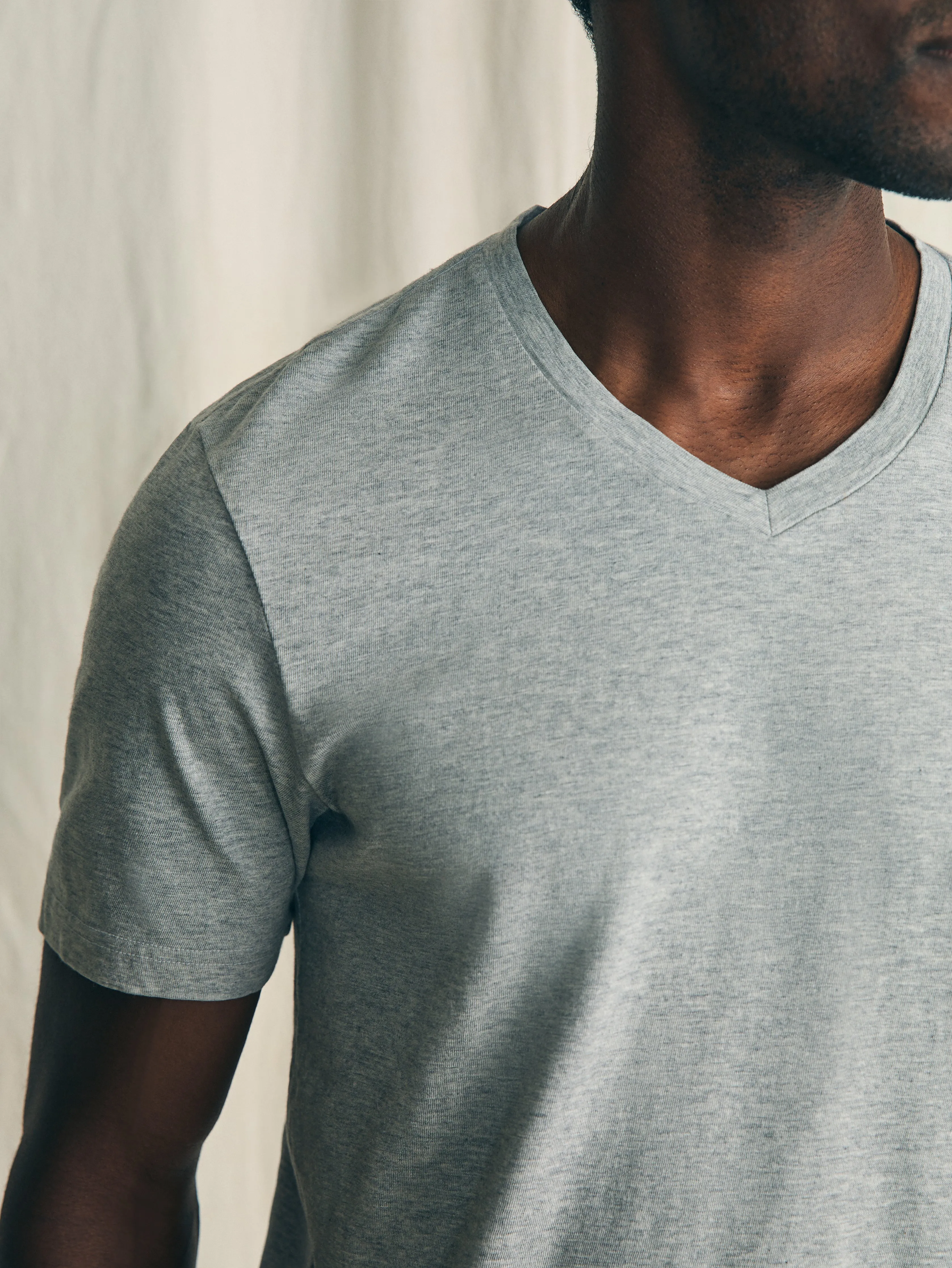 Sunwashed V-Neck Tee - Heather Grey sold by Faherty product image thumbnail 2