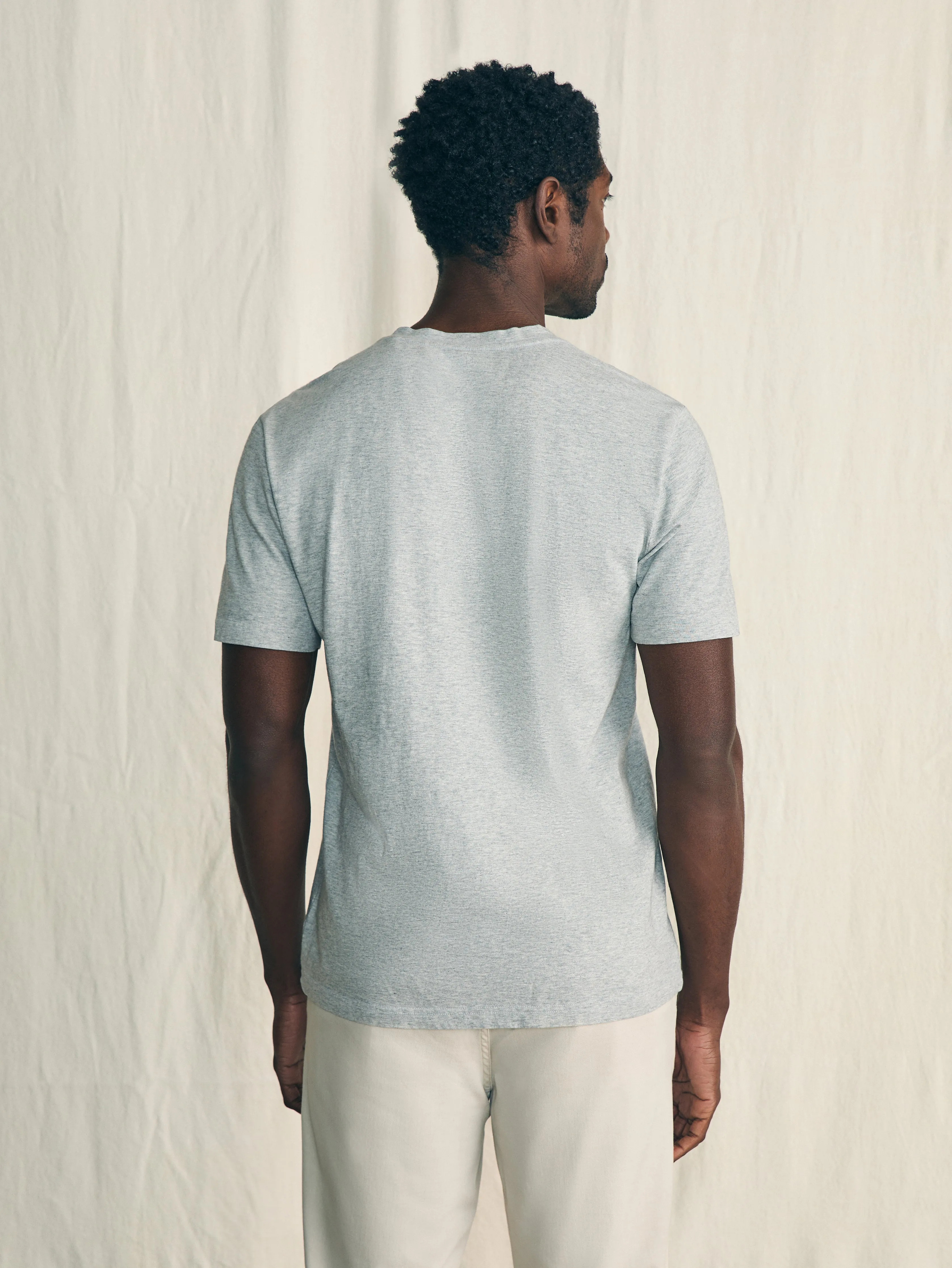 Sunwashed V-Neck Tee - Heather Grey sold by Faherty product image thumbnail 5