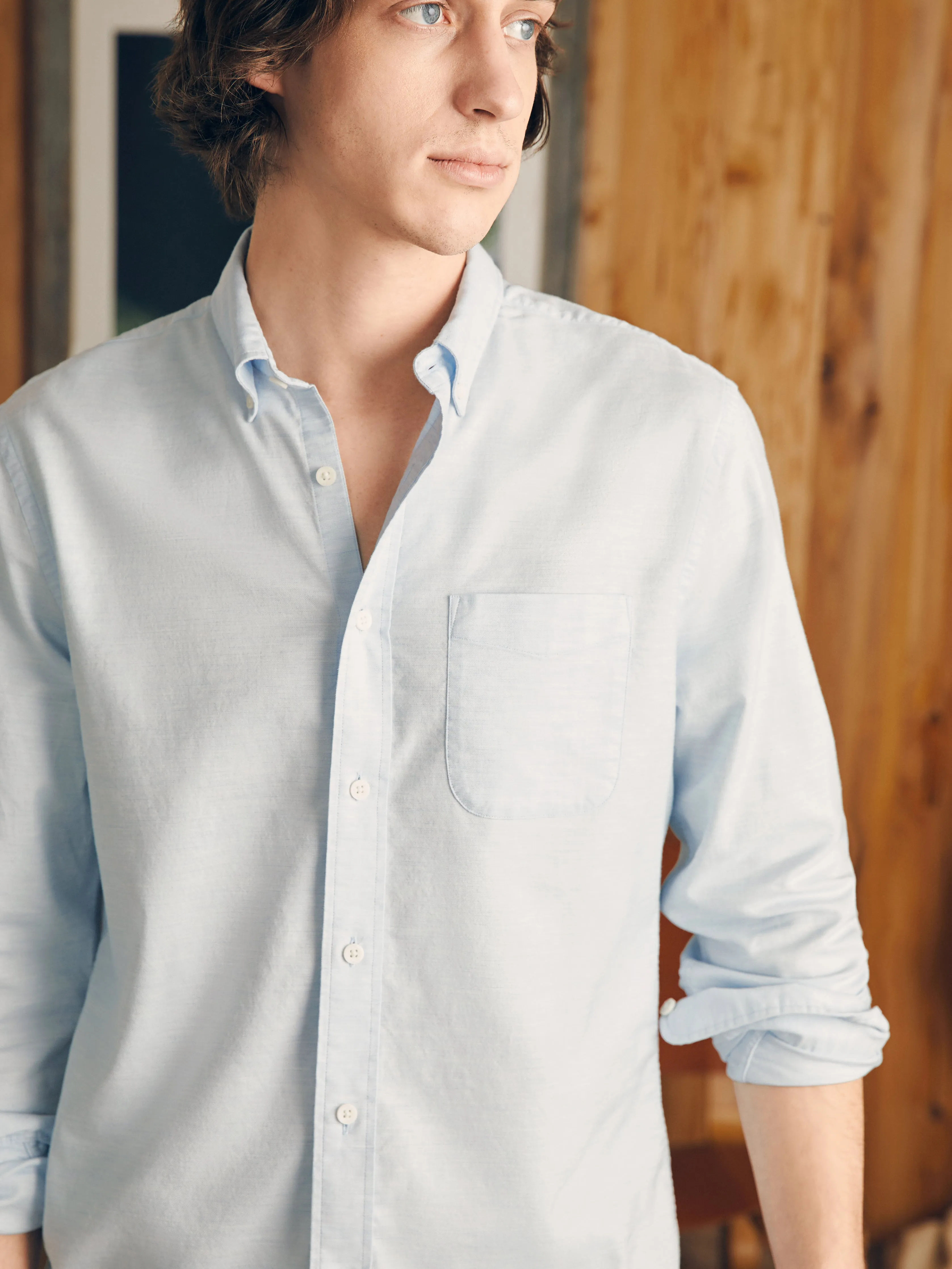Supima Oxford Shirt (Tall) - Blue Heather sold by Faherty product image thumbnail 2