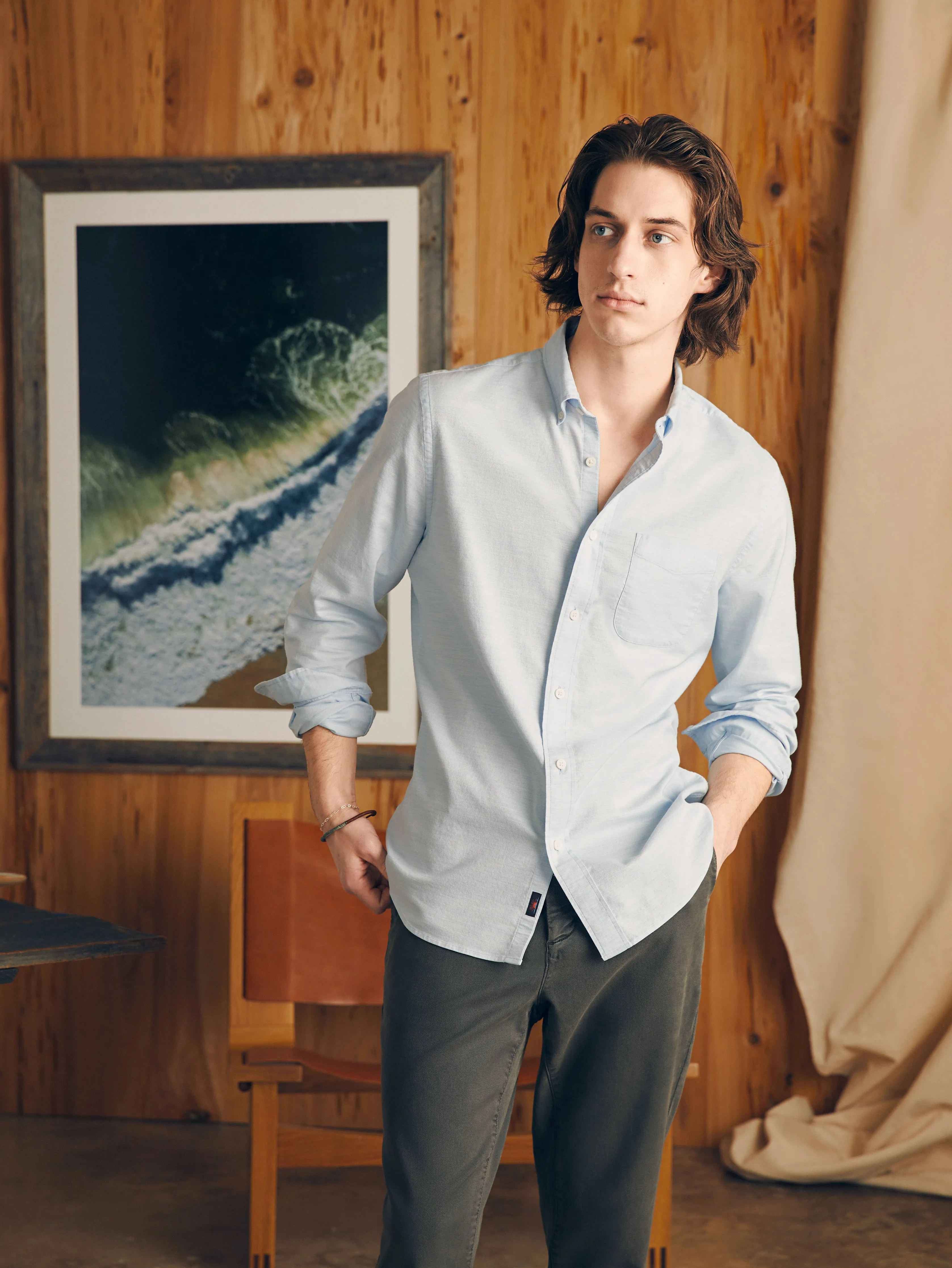 Supima Oxford Shirt (Tall) - Blue Heather sold by Faherty