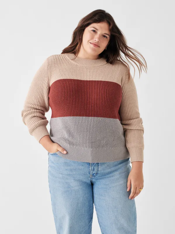 Cozy Cotton Crew - Autumn Colorblock sold by Faherty