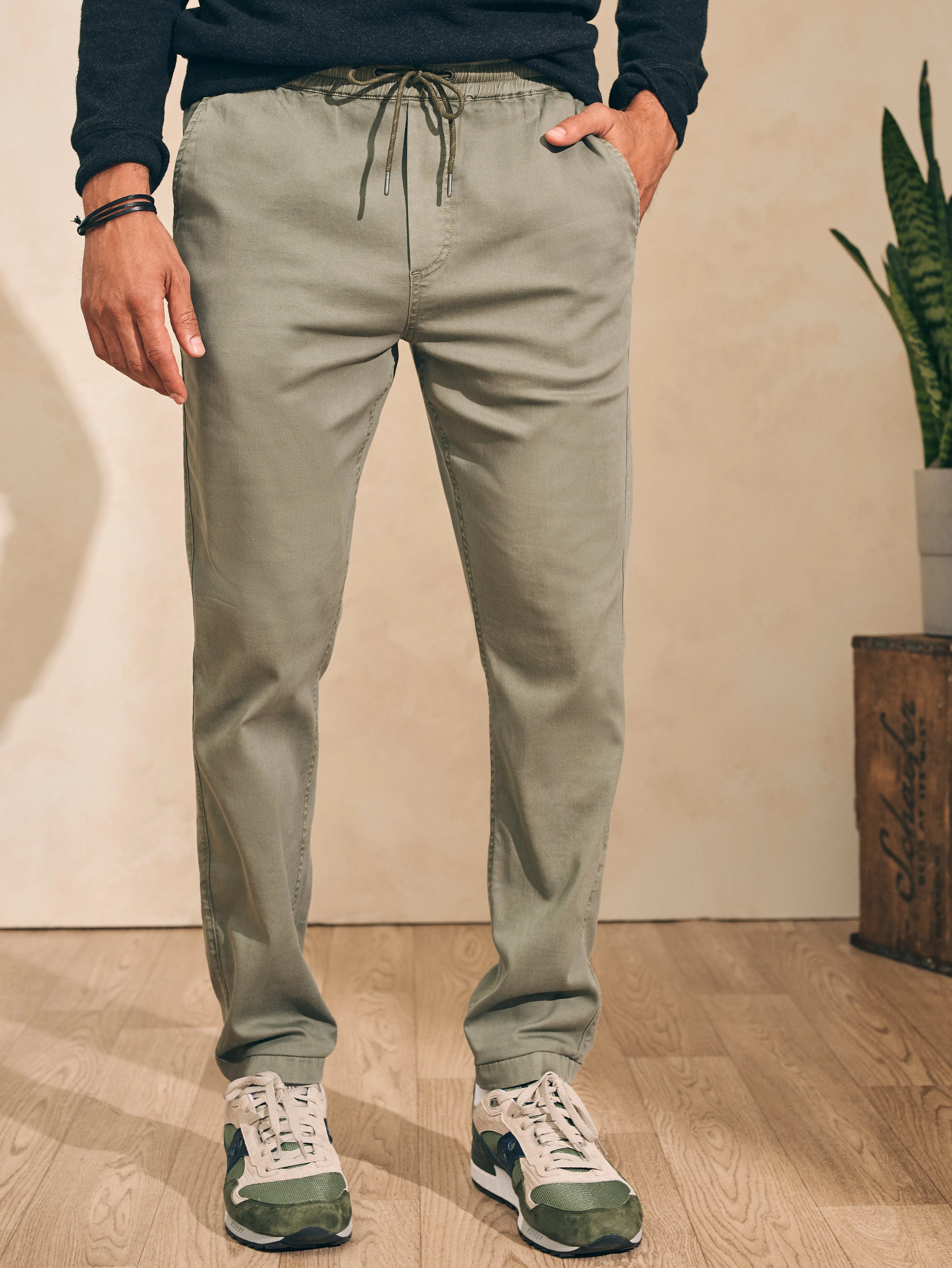 Essential Drawstring Pant - Spring Olive sold by Faherty product image thumbnail 2