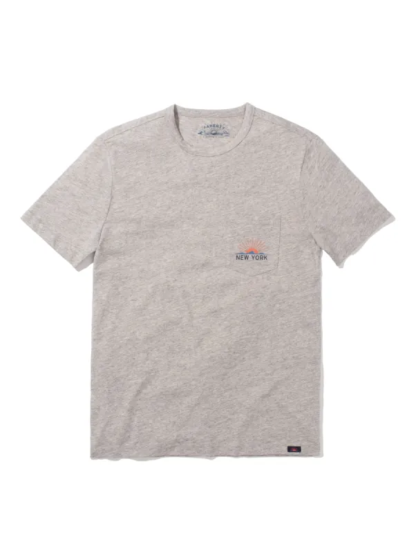 New York Short-Sleeve Crew T-Shirt - Grey Heather sold by Faherty