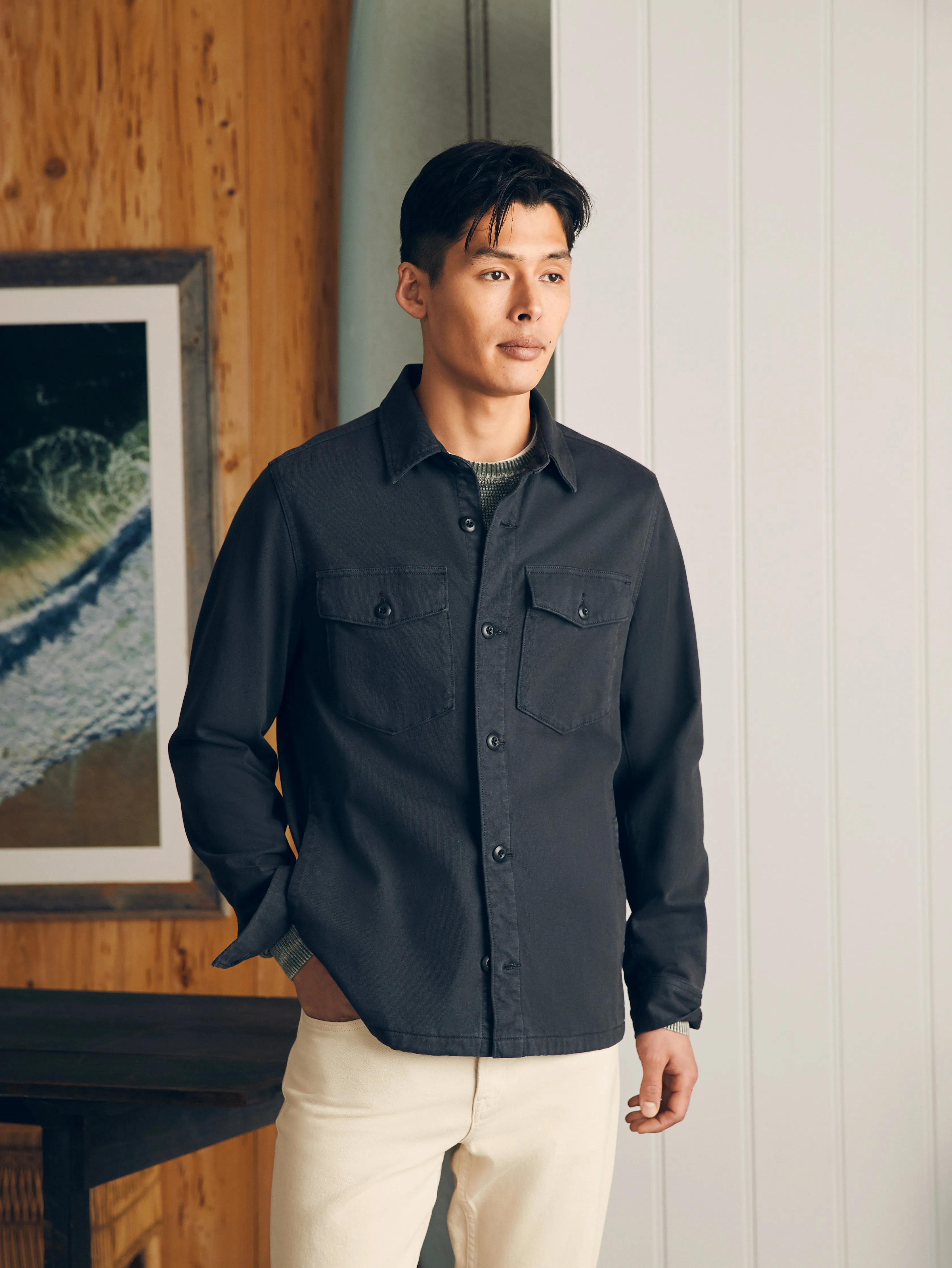Jersey Shirt Jacket - Onyx Black sold by Faherty product image thumbnail 2