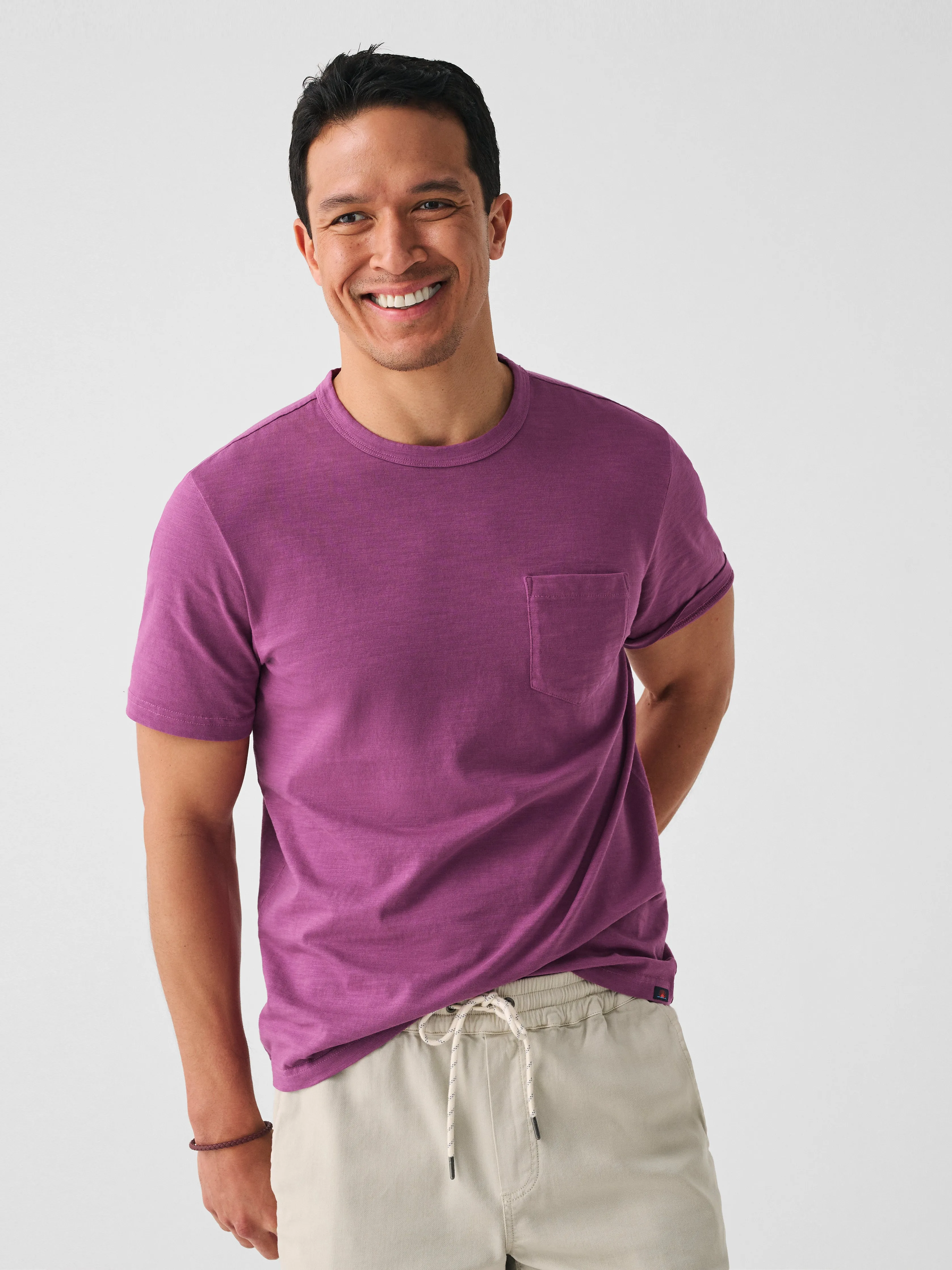 Sunwashed Pocket Tee - Deep Berry sold by Faherty product image thumbnail 4