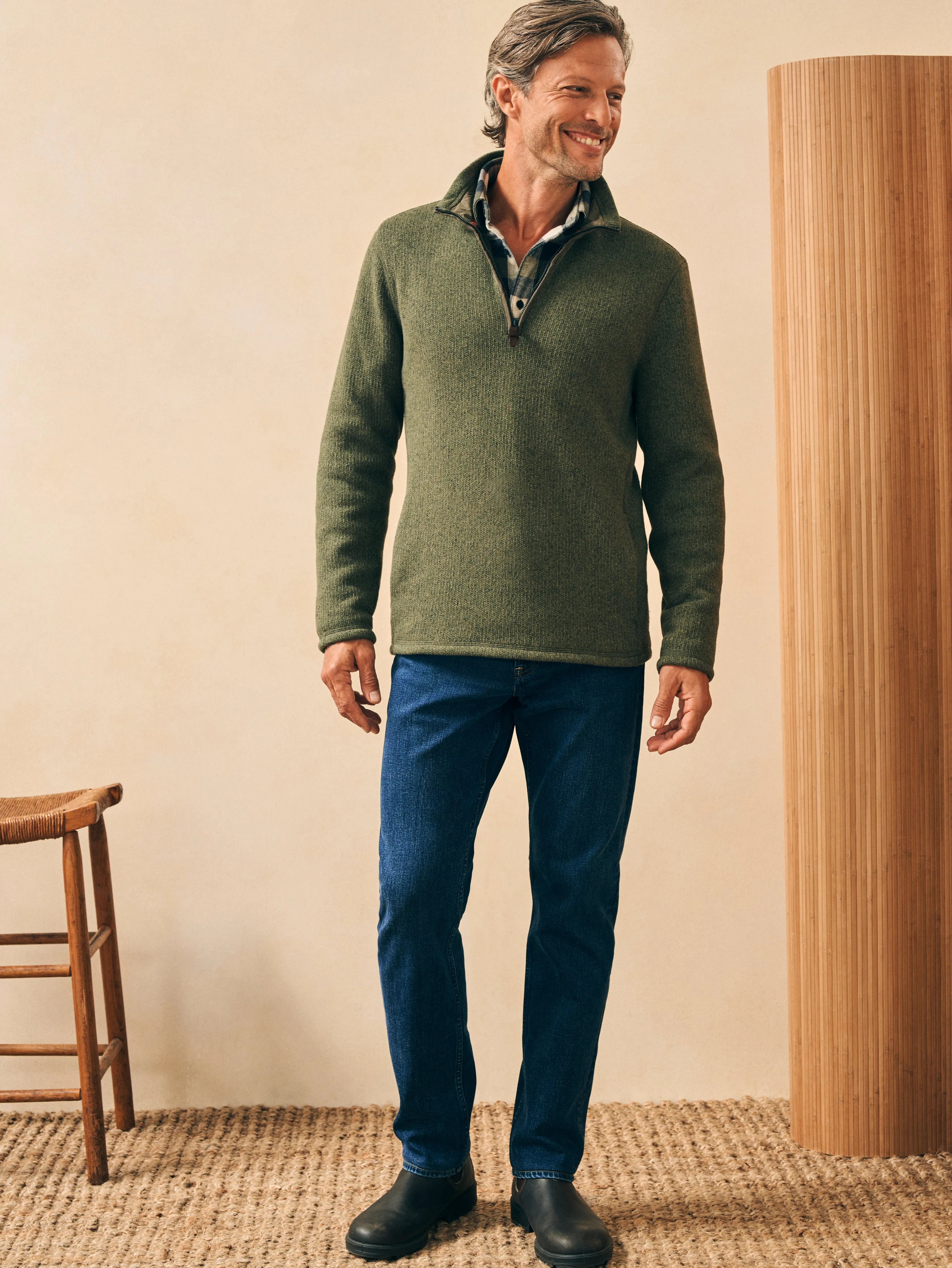 Sweater Fleece Quarter Zip - Maine Forest sold by Faherty product image thumbnail 4