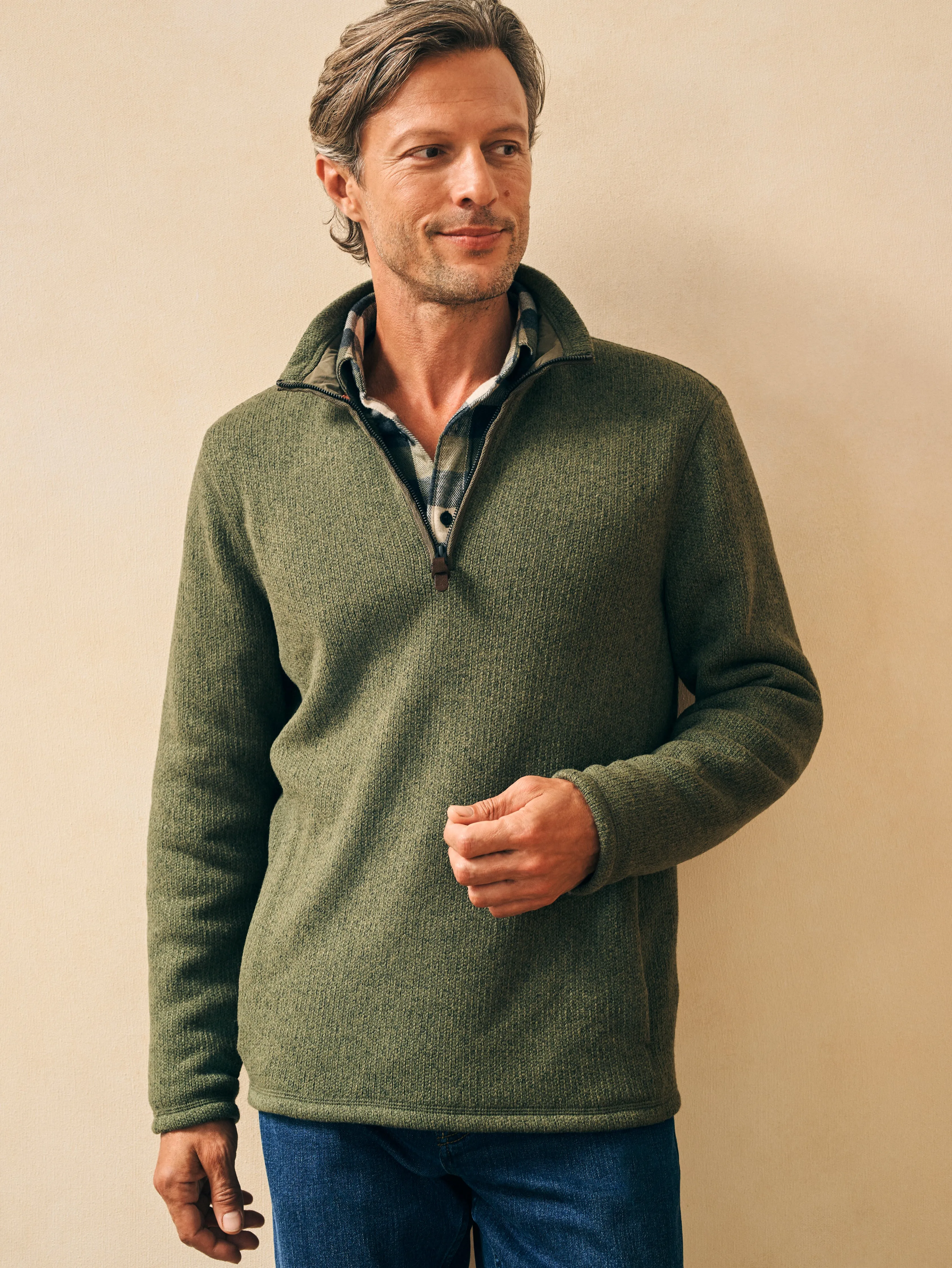 Sweater Fleece Quarter Zip - Maine Forest sold by Faherty product image thumbnail 3