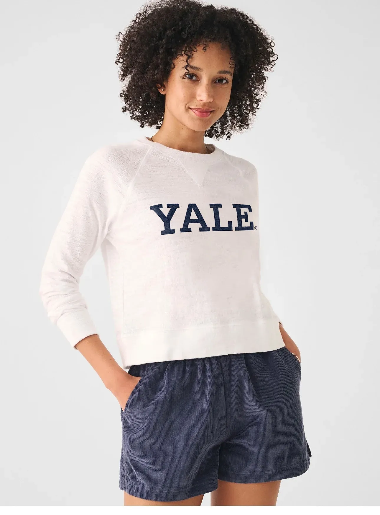 Yale Sunwashed Slub Crewneck - White sold by Faherty product image thumbnail 2