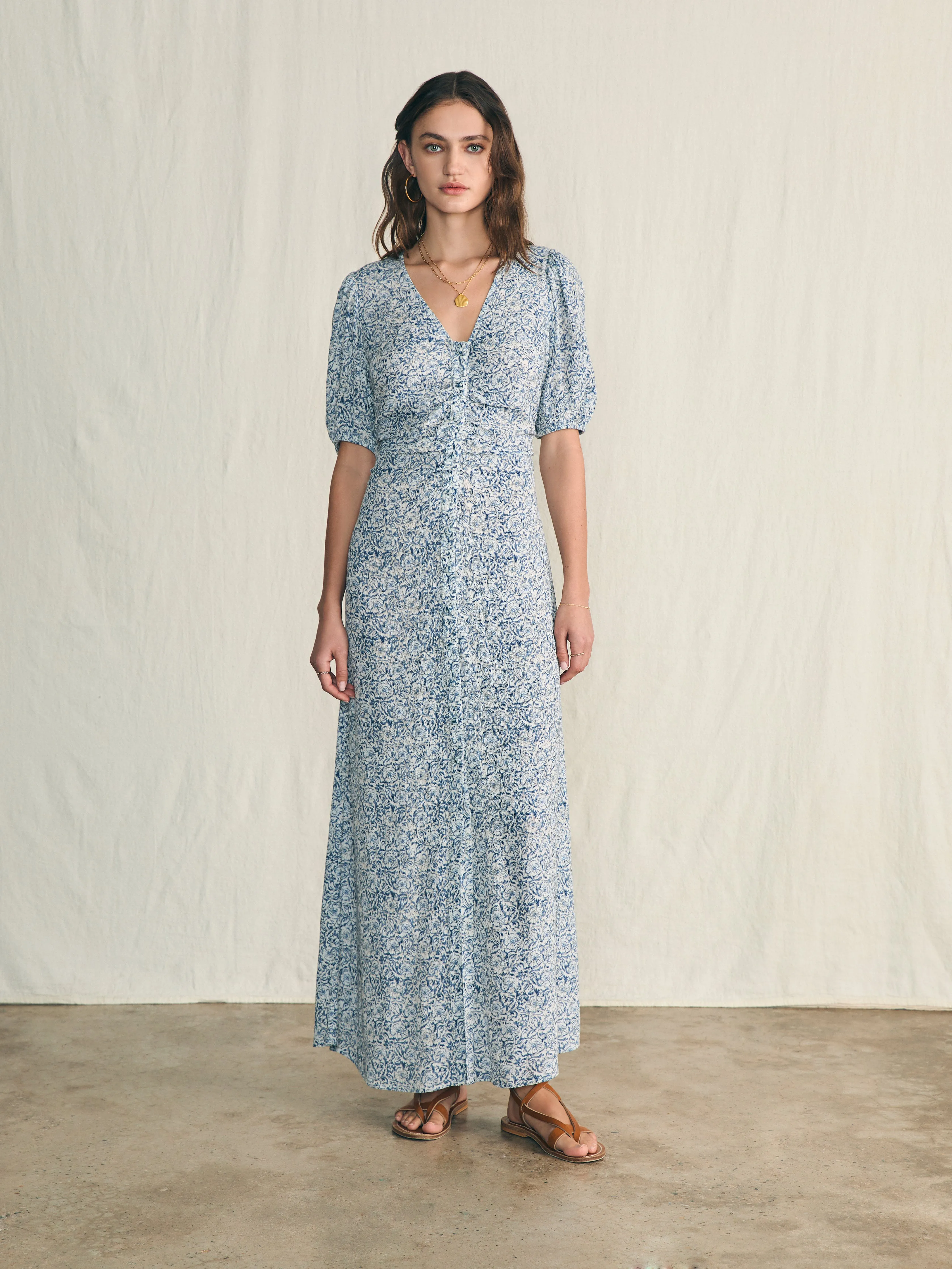 Sorrento Dress - Cream Imma Floral sold by Faherty product image thumbnail 3