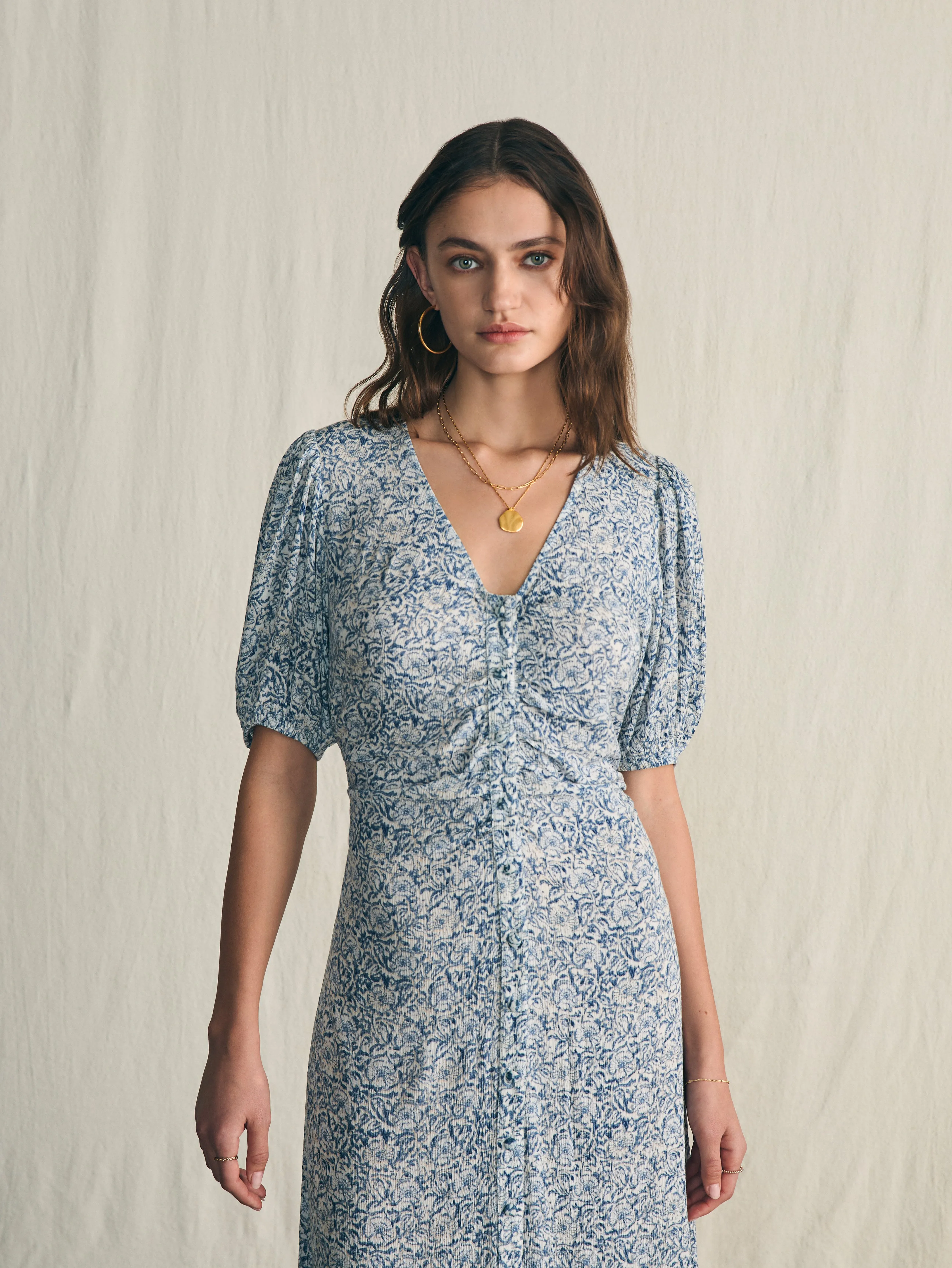 Sorrento Dress - Cream Imma Floral sold by Faherty product image thumbnail 4