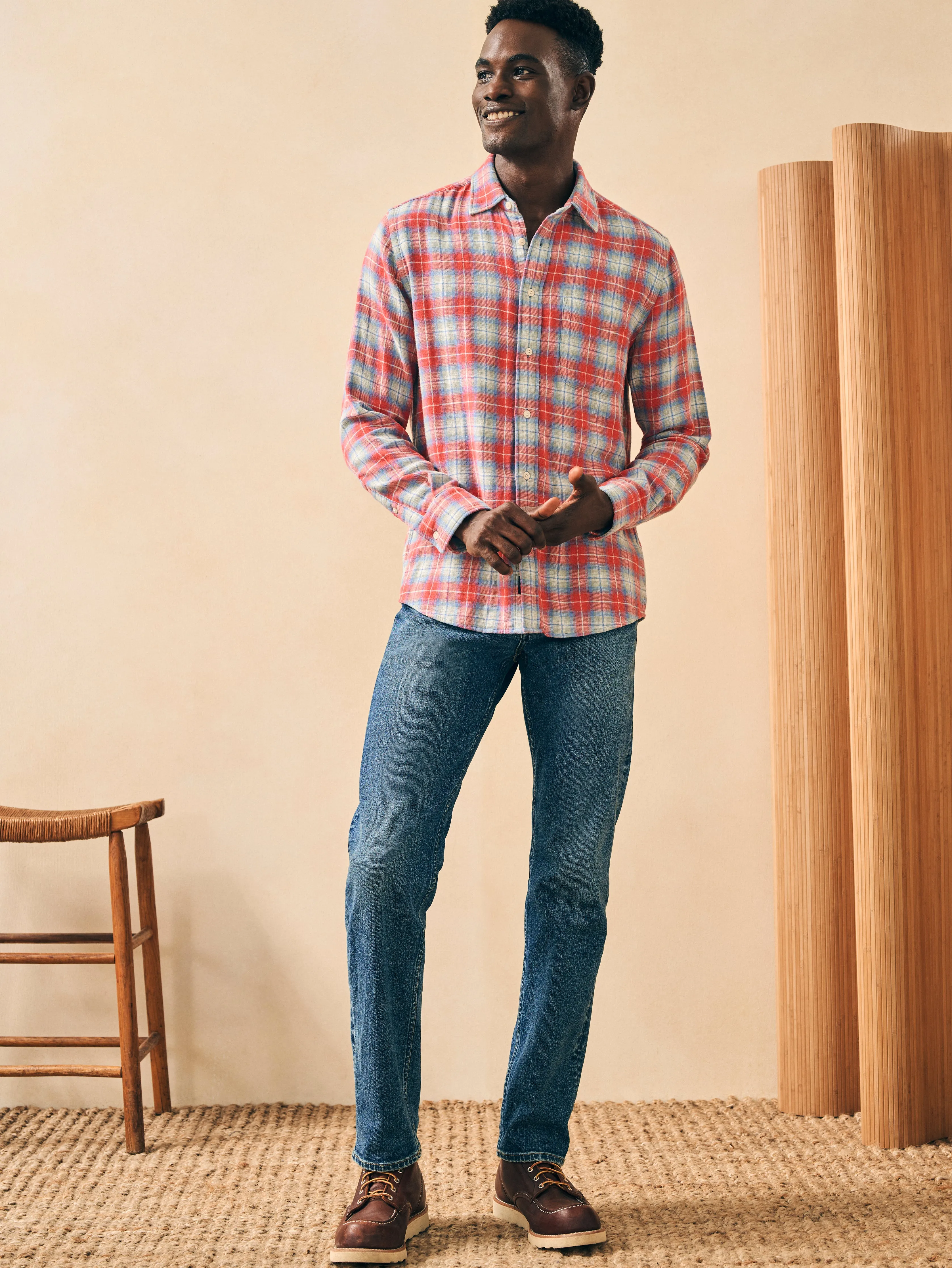 Doublecloth Shirt - Red Hill Plaid sold by Faherty product image thumbnail 3