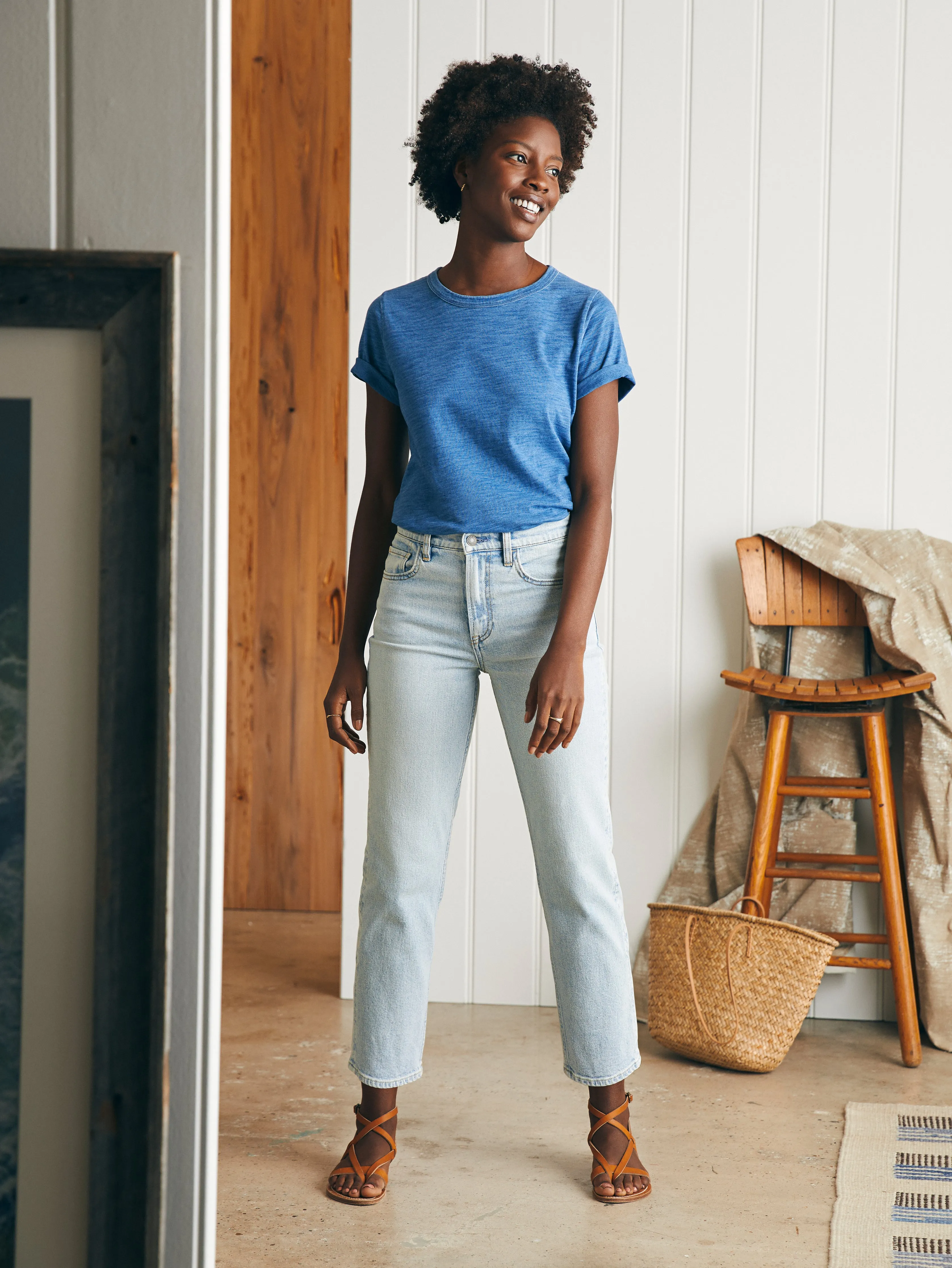 Organic Cotton Slim Straight Ankle Denim - Cloudbreak Wash sold by Faherty product image thumbnail 5