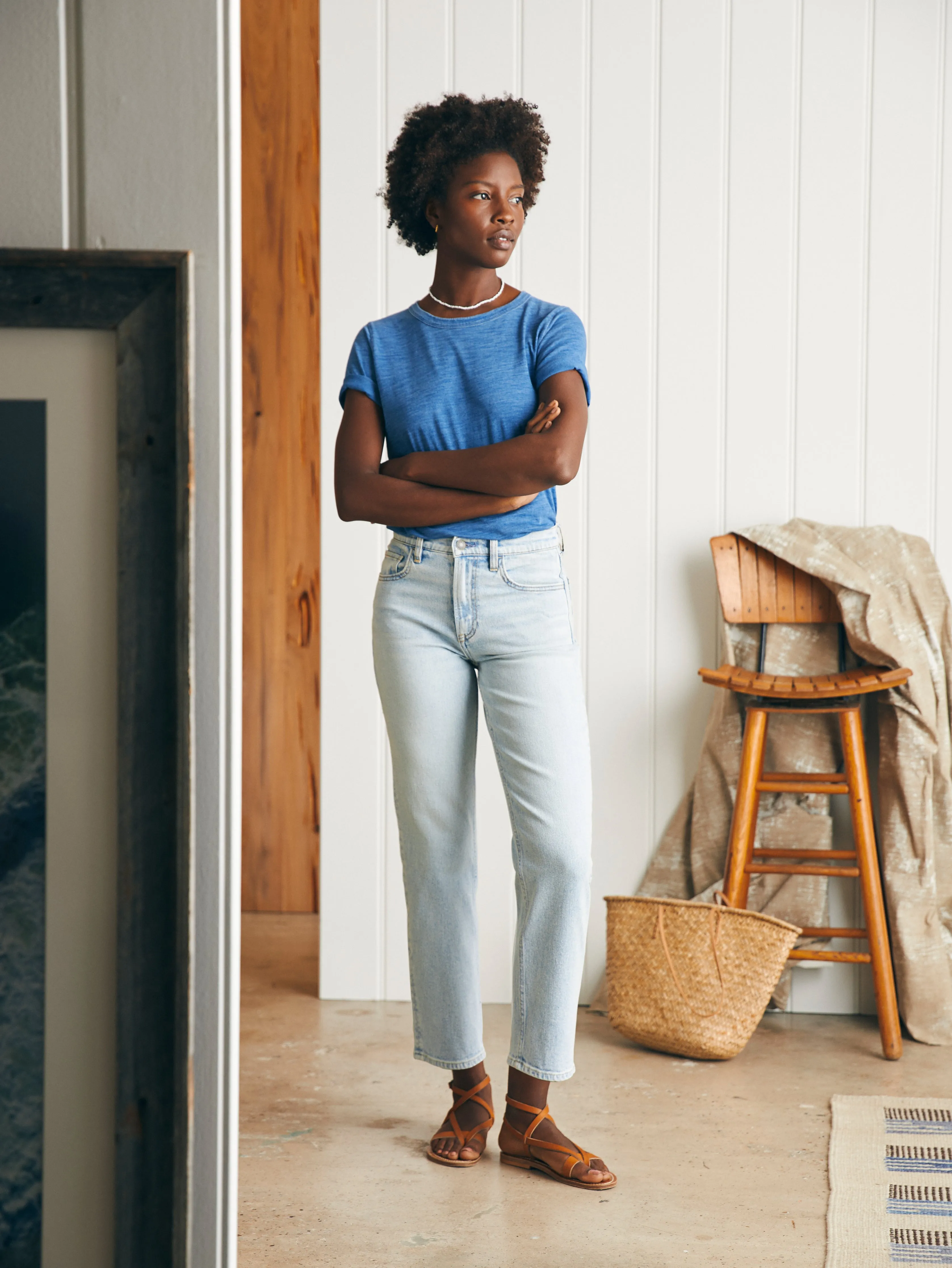 Organic Cotton Slim Straight Ankle Denim - Cloudbreak Wash sold by Faherty product image thumbnail 4