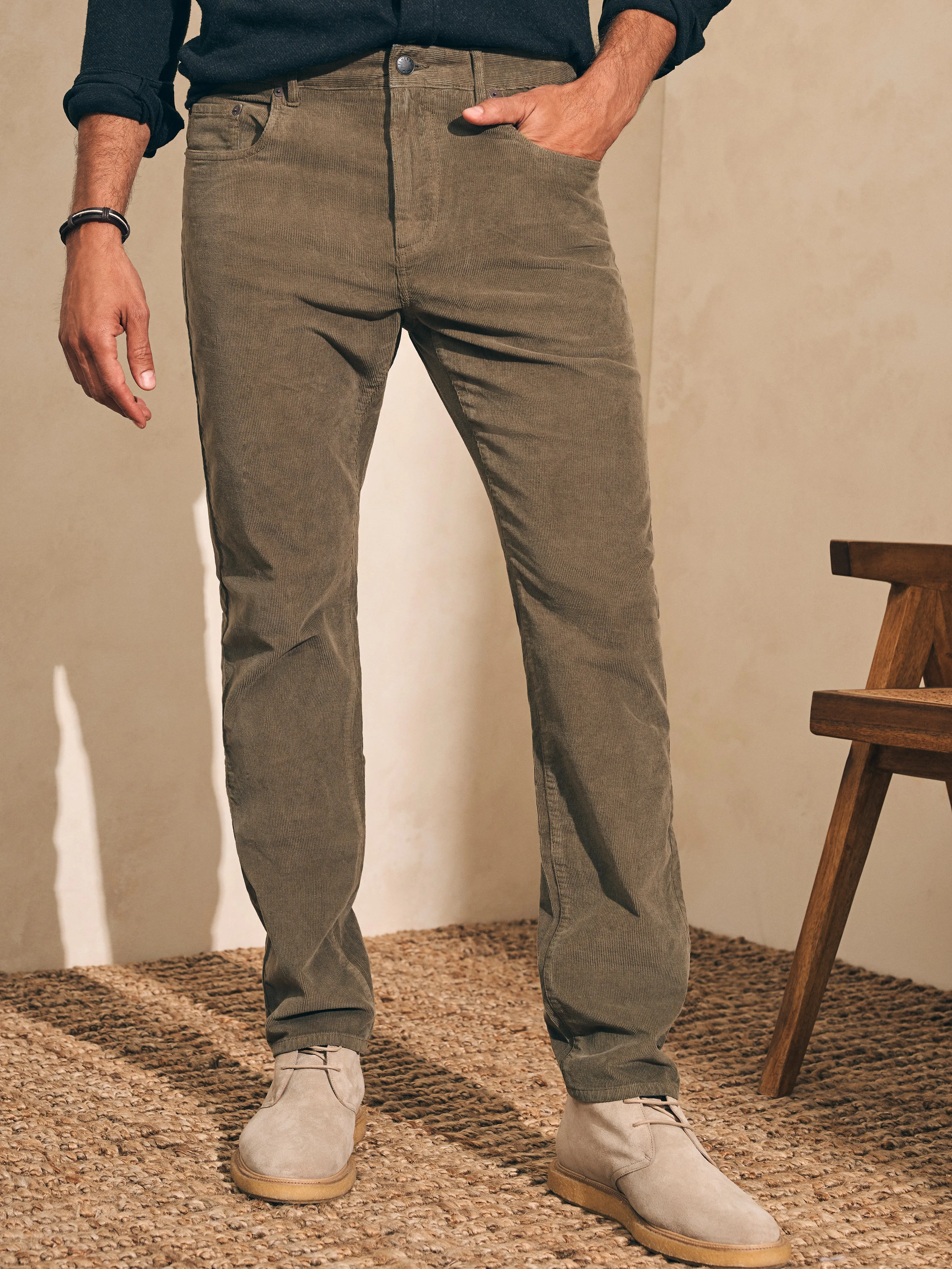 Stretch Corduroy 5-Pocket Pant (30" Inseam) - Surplus Olive sold by Faherty product image thumbnail 2