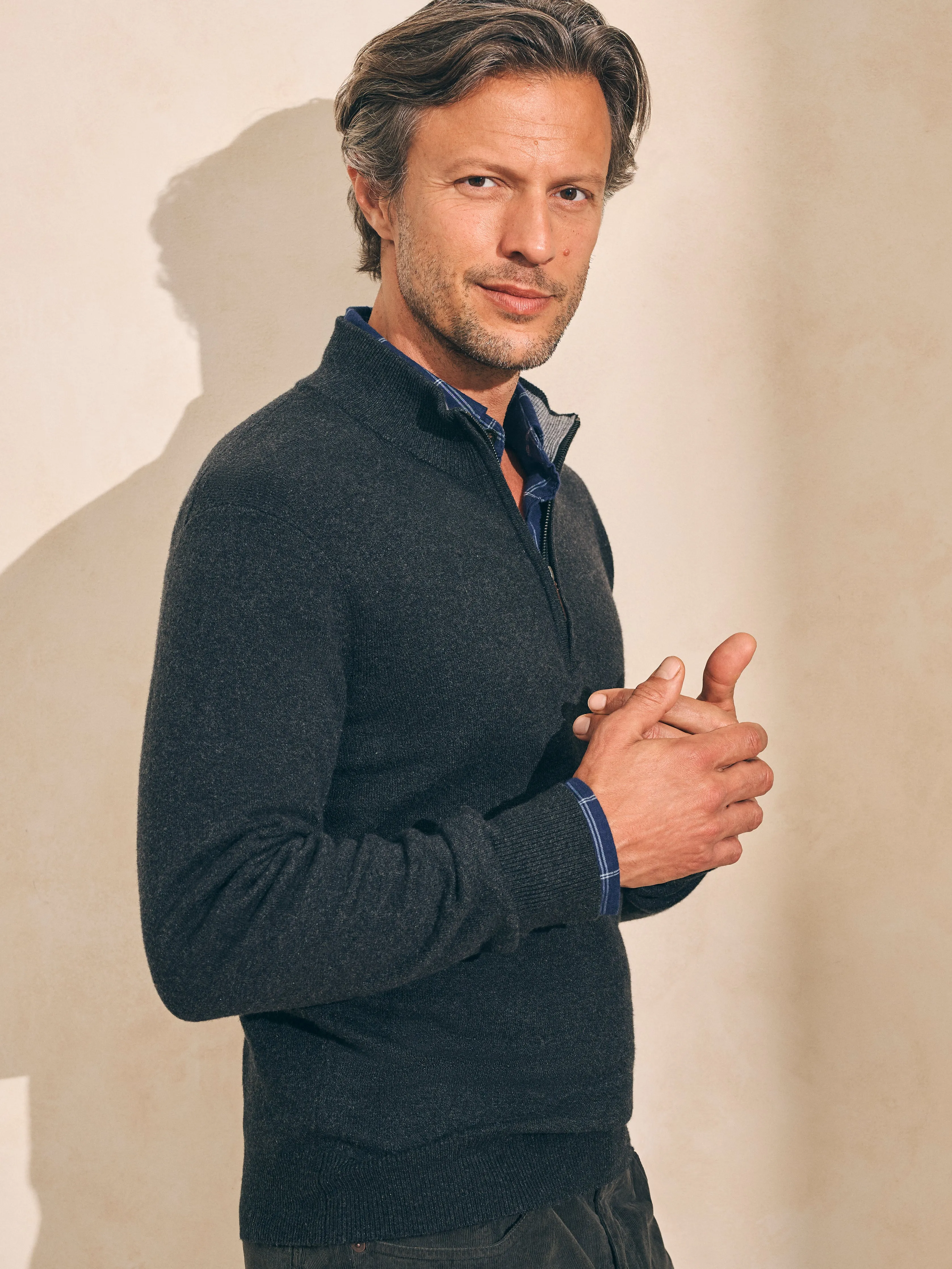 Mountain Quarter Zip Sweater - Ash Heather sold by Faherty product image thumbnail 3