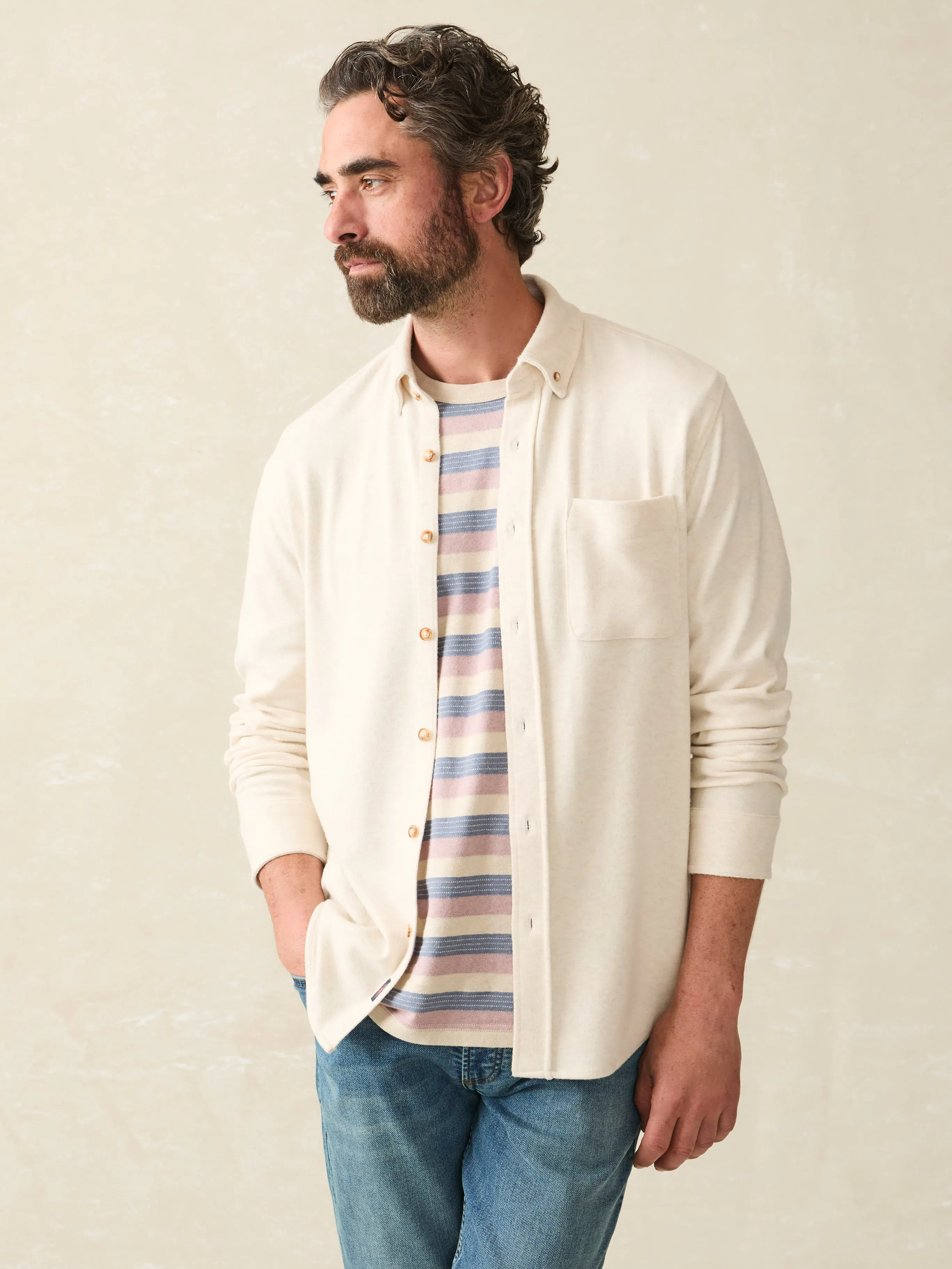 Legend™ Sweater Shirt (single Pocket) - Off White sold by Faherty