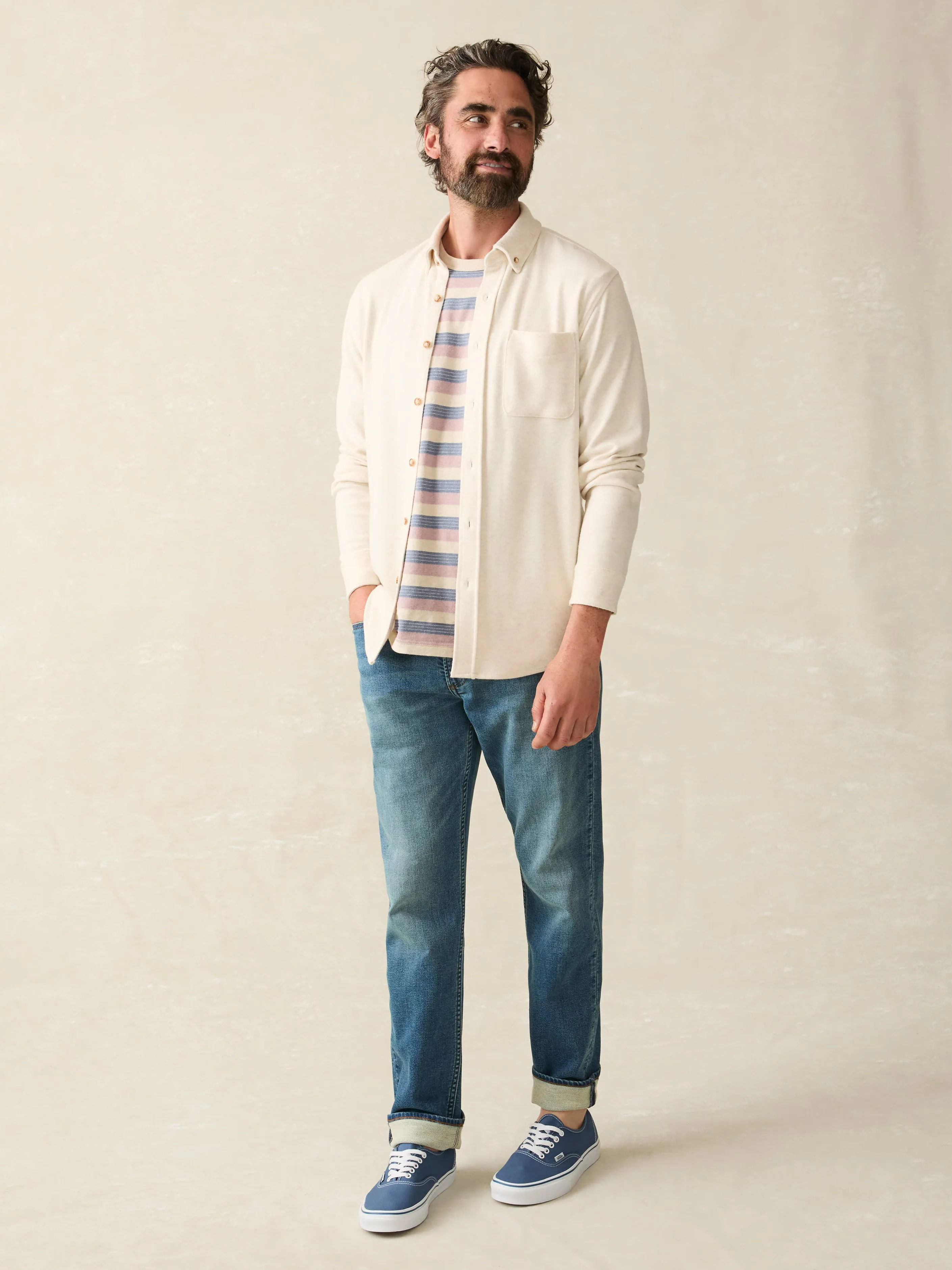 Legend™ Sweater Shirt (single Pocket) - Off White sold by Faherty product image thumbnail 4
