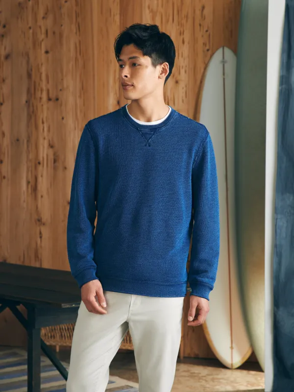 Indigo Crewneck - Midnight Indigo Wash sold by Faherty
