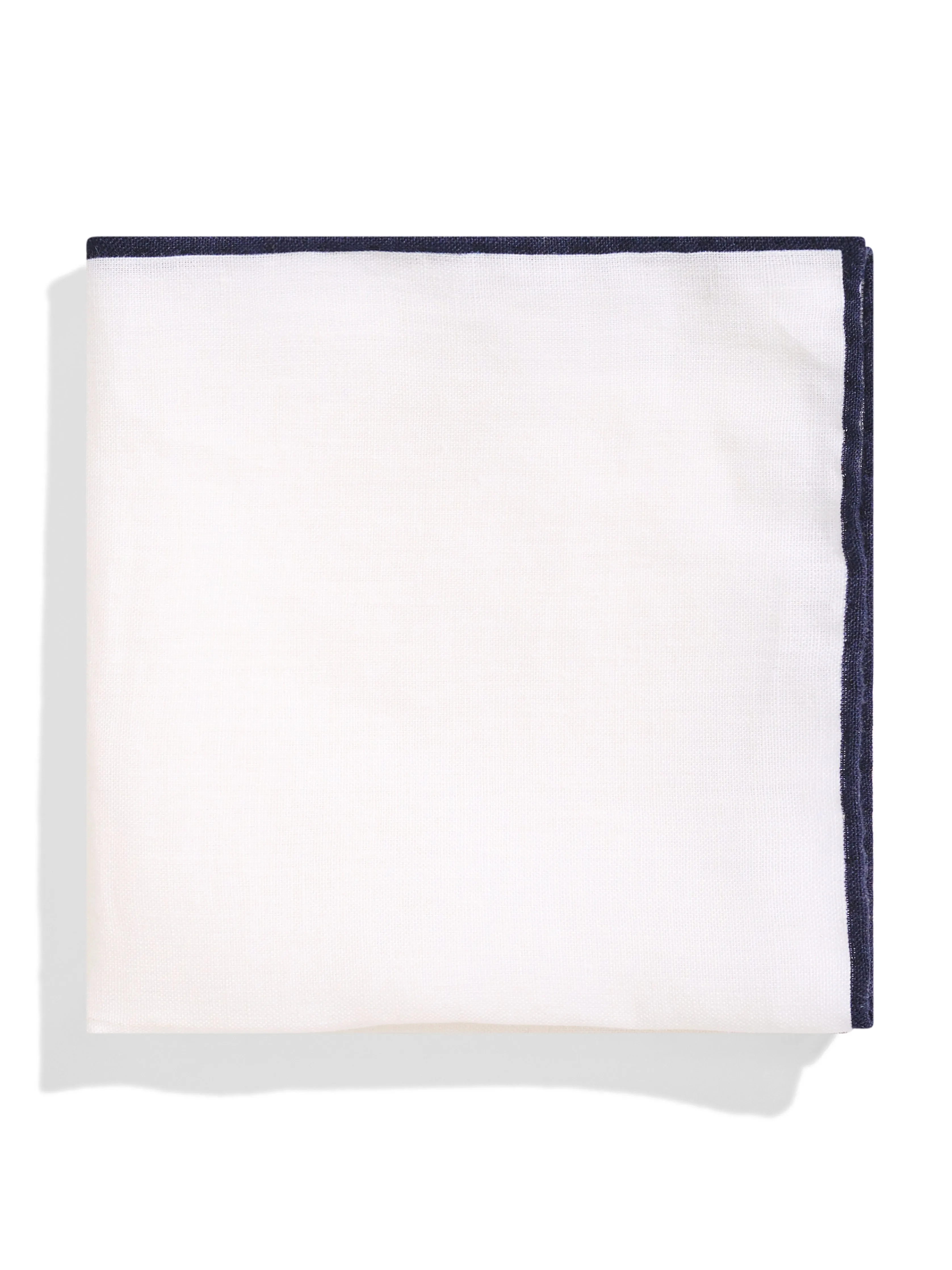 Reserve Linen Pocket Square - White Navy sold by Faherty