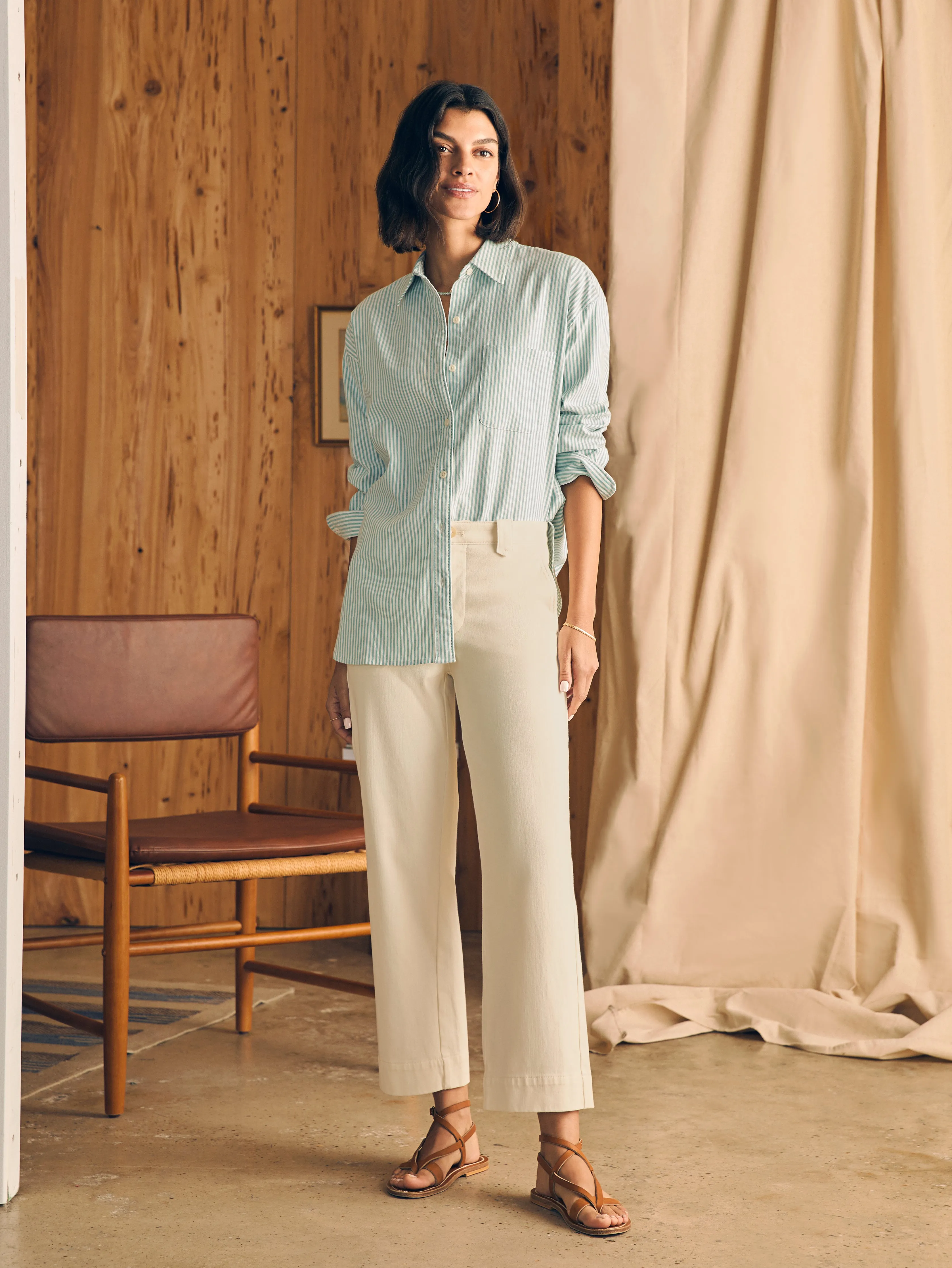 Stretch Oxford Relaxed Shirt - Lucky Stripe sold by Faherty product image thumbnail 4